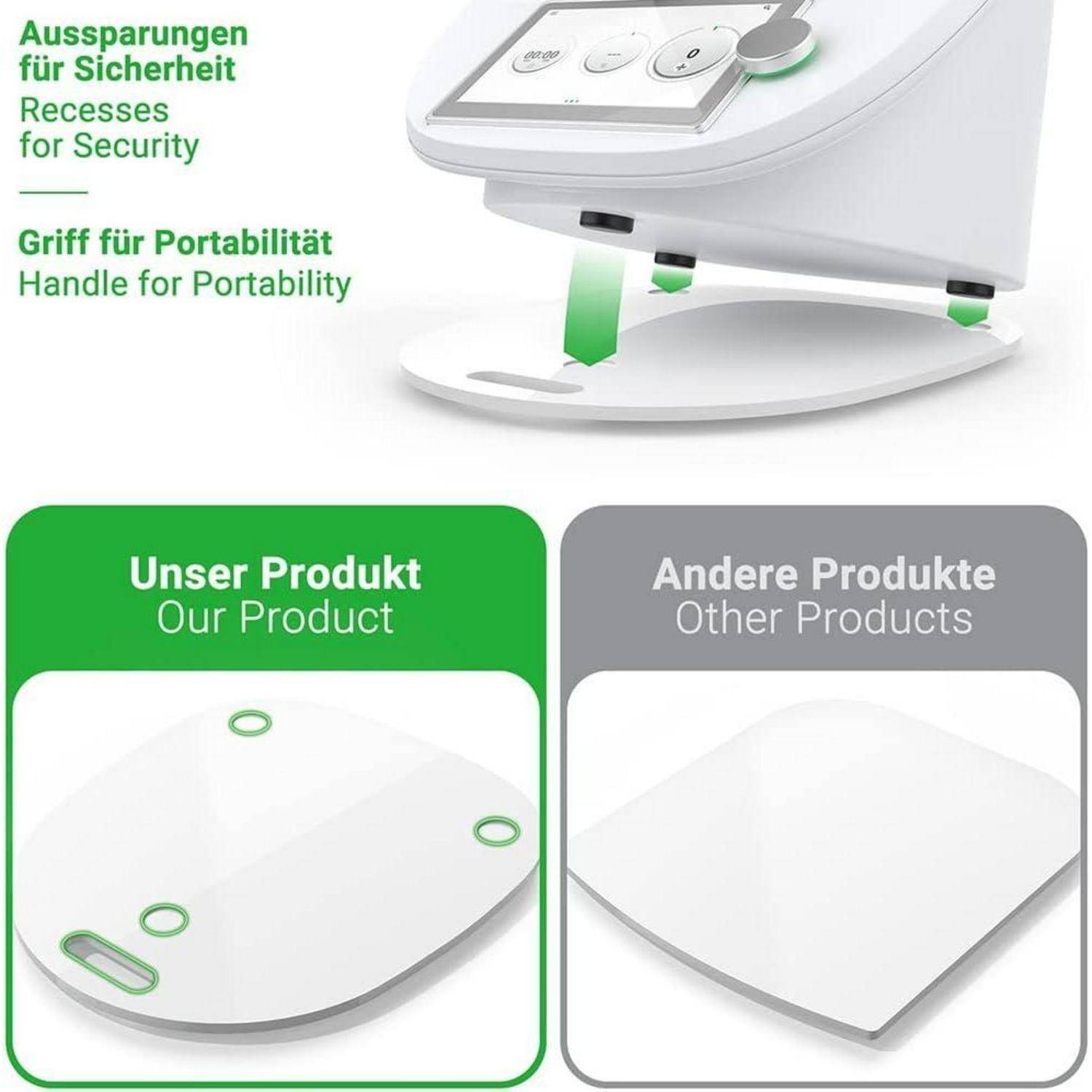 Gleitbrett für Thermomix TM6 TM5 | Acryl Rollbrett mit Silikonpads