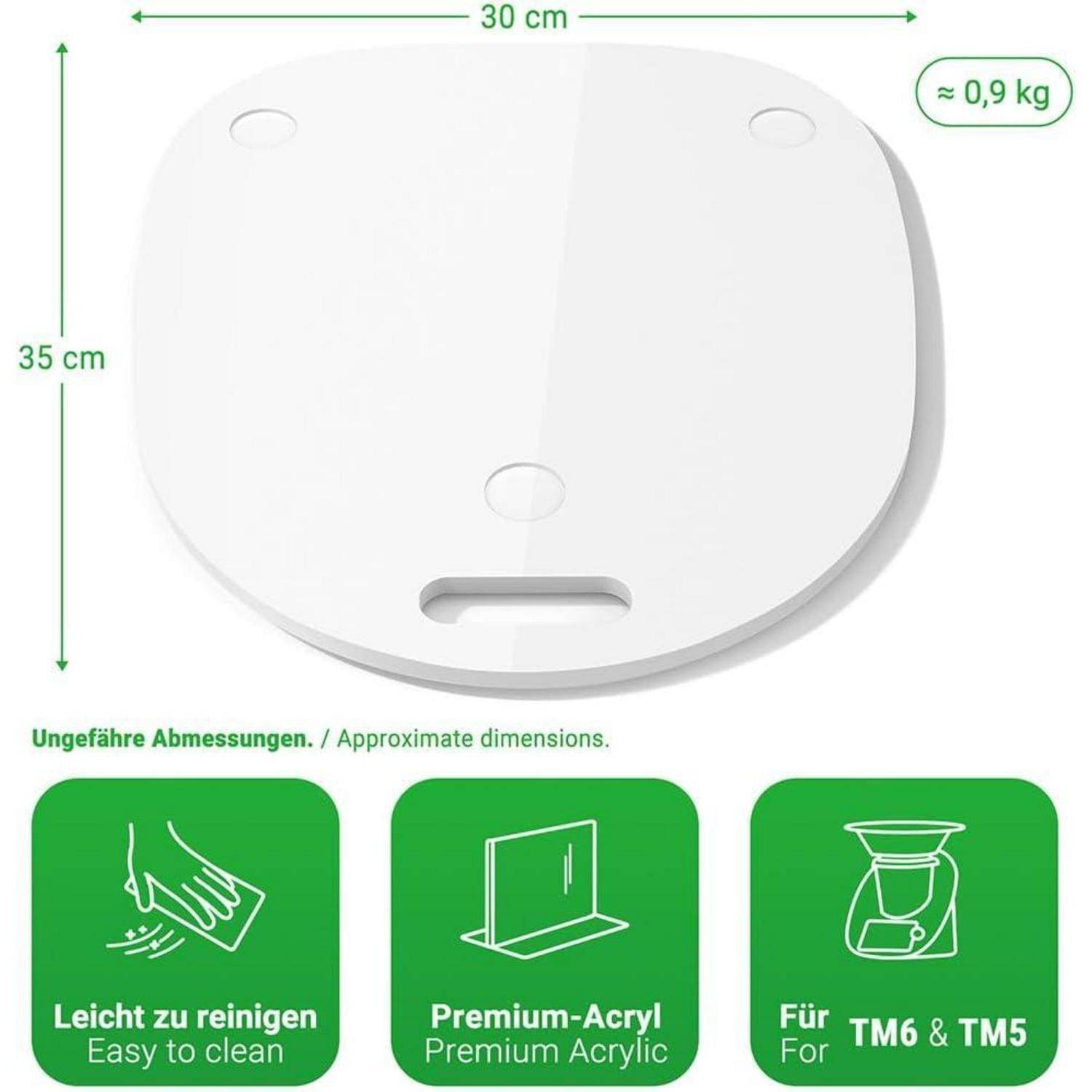 Gleitbrett für Thermomix TM6 TM5 | Acryl Rollbrett mit Silikonpads