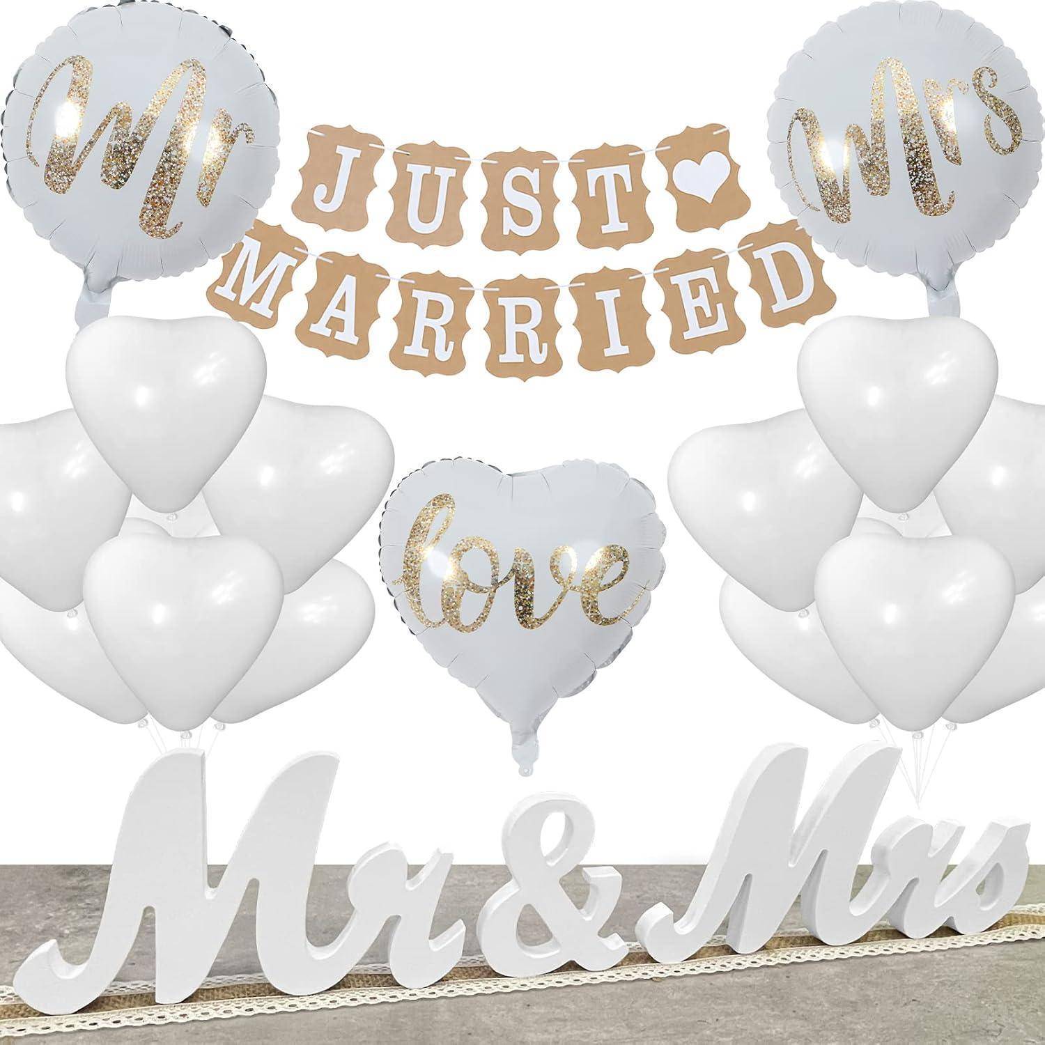 Hochzeitsdeko Set Just Married Girlande 23 Ballons Mr Mrs Deko