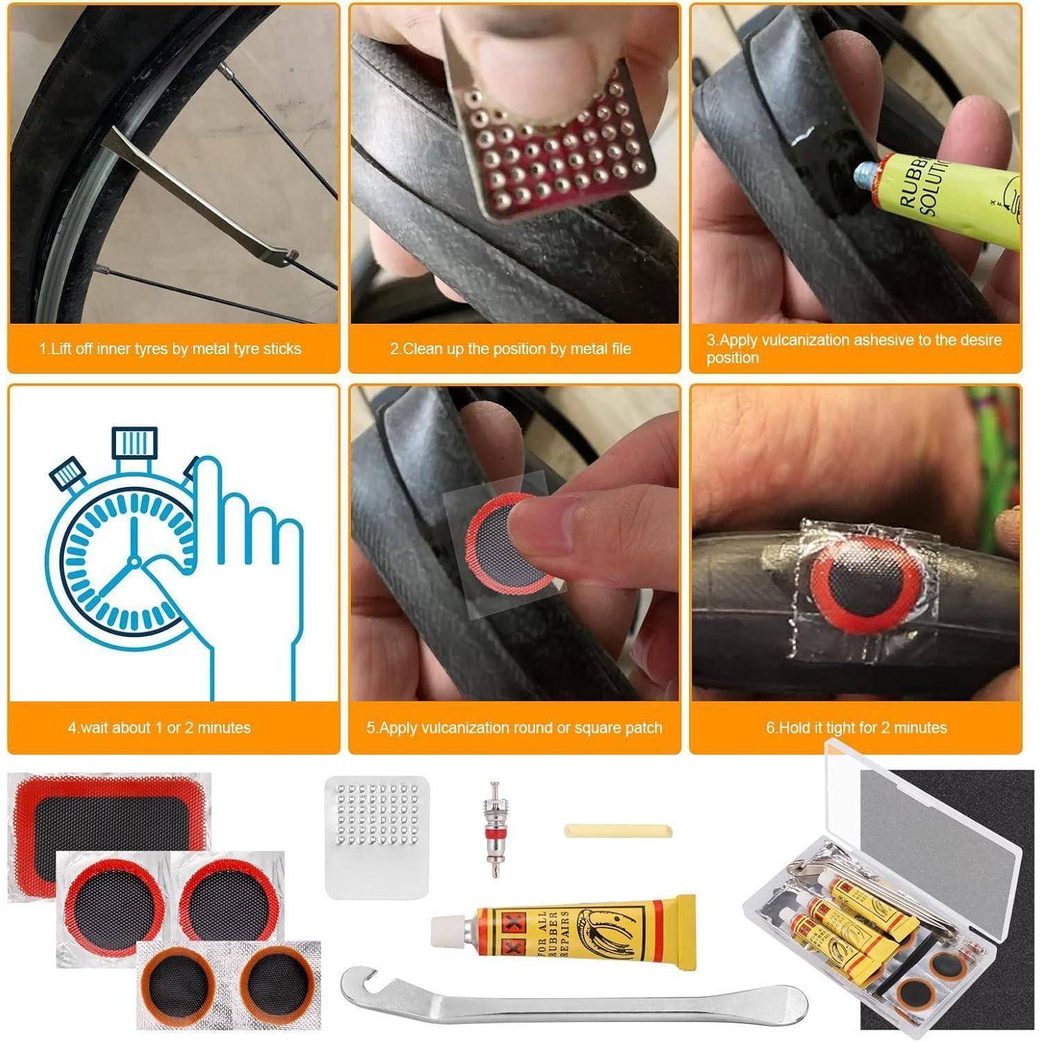 48-teiliges Fahrrad Flickzeug Set für Reifenreparatur & Notfall-Sets