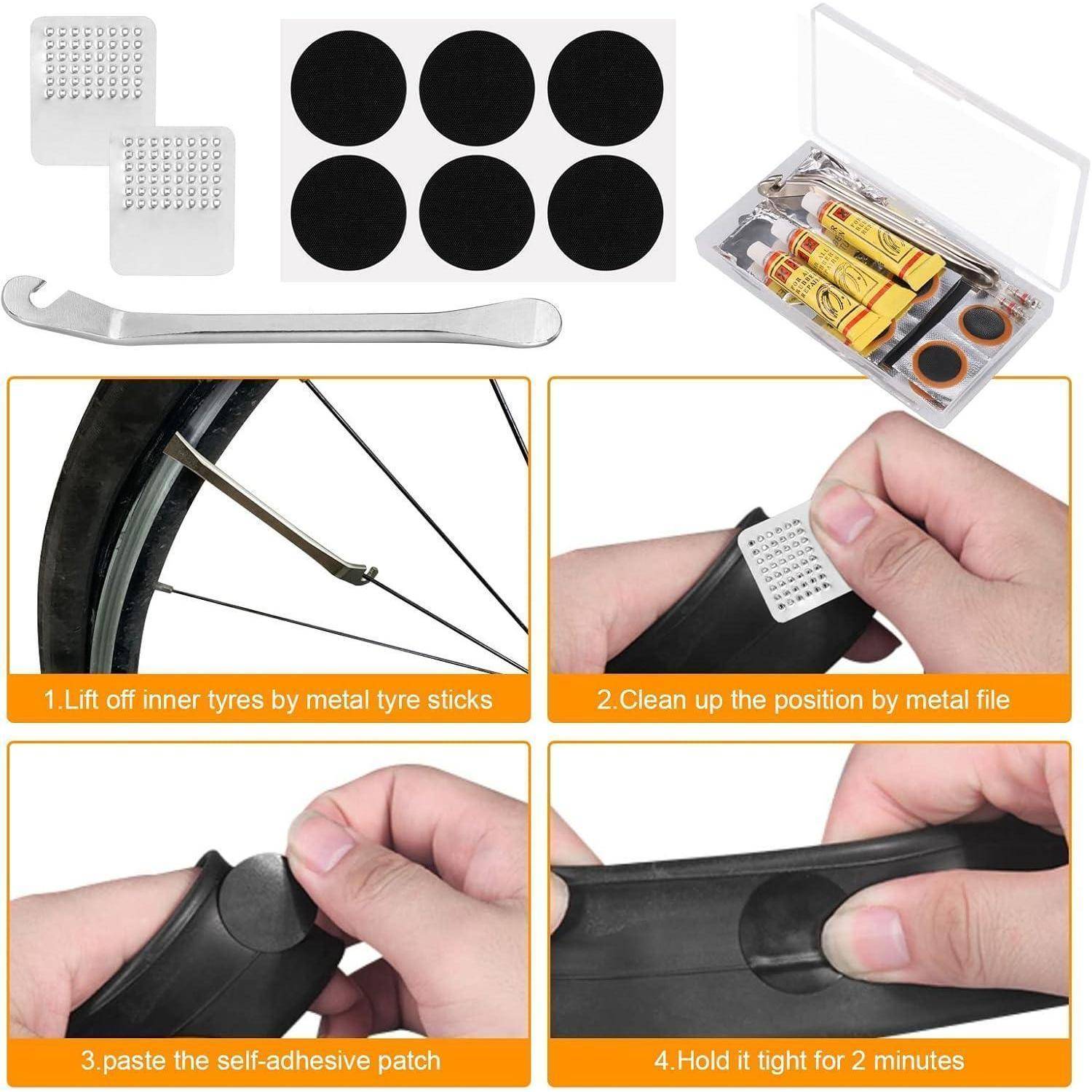 48-teiliges Fahrrad Flickzeug Set für Reifenreparatur & Notfall-Sets