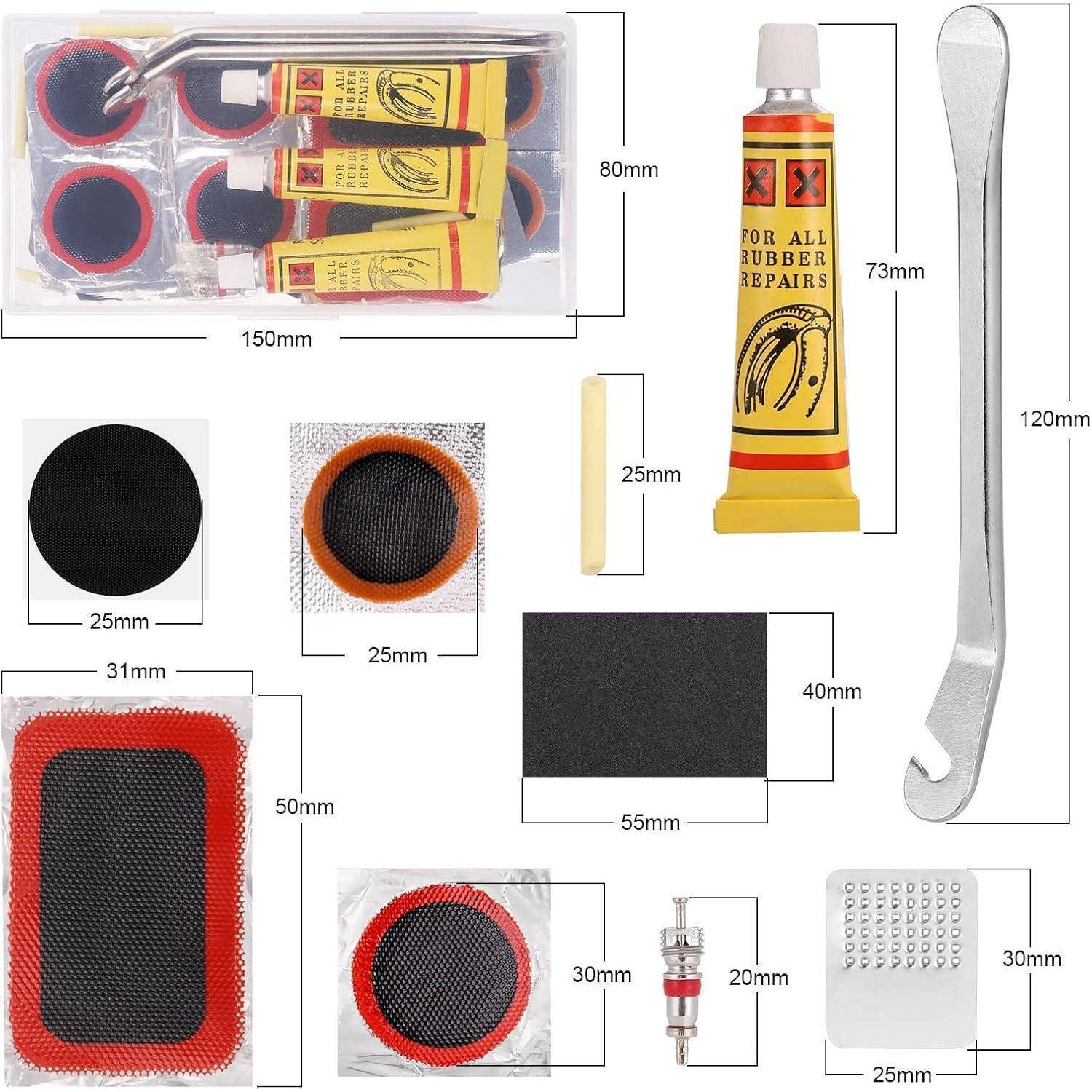 48-teiliges Fahrrad Flickzeug Set für Reifenreparatur & Notfall-Sets