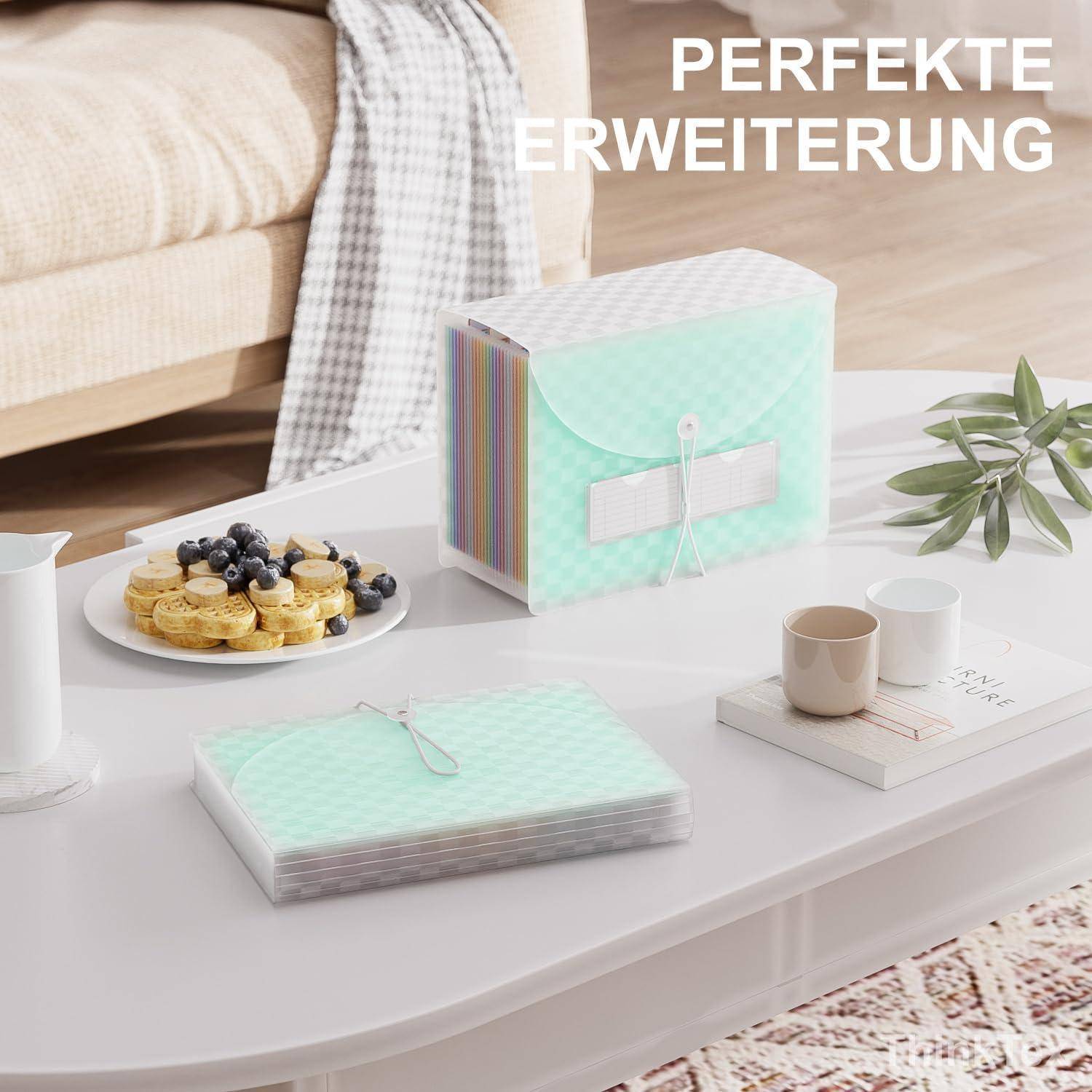 Akkordeon Aktenordner 26 Taschen erweiterbar A4 grün