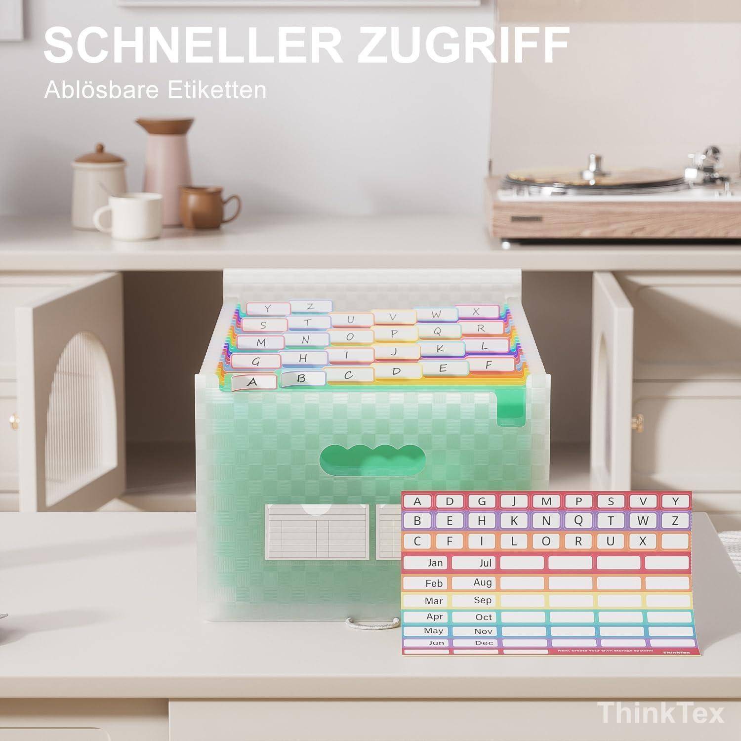 Akkordeon Aktenordner 26 Taschen erweiterbar A4 grün