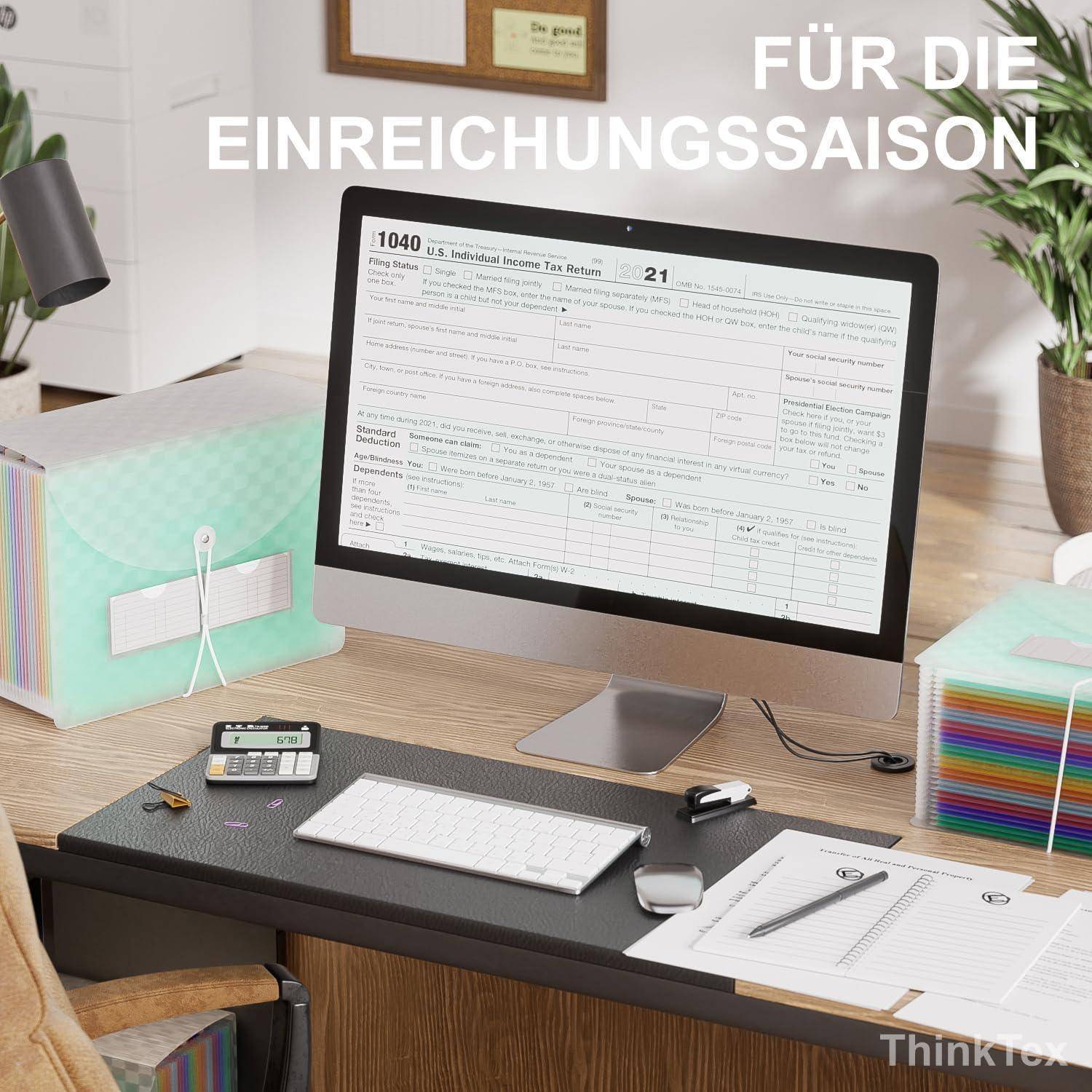 Akkordeon Aktenordner 26 Taschen erweiterbar A4 grün
