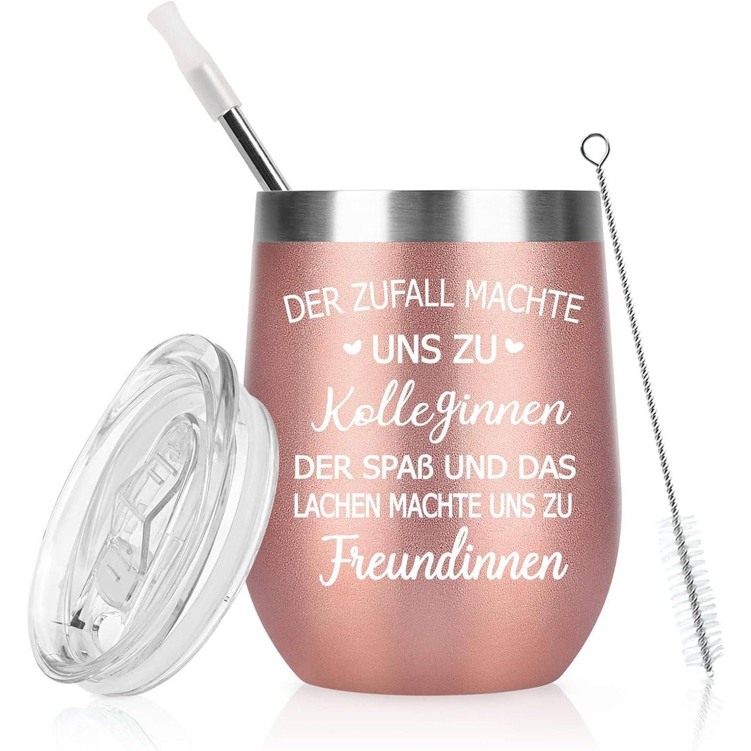 Geschenk Kollegin Geburtstag Weinbecher 12oz Edelstahl Becher 600ml