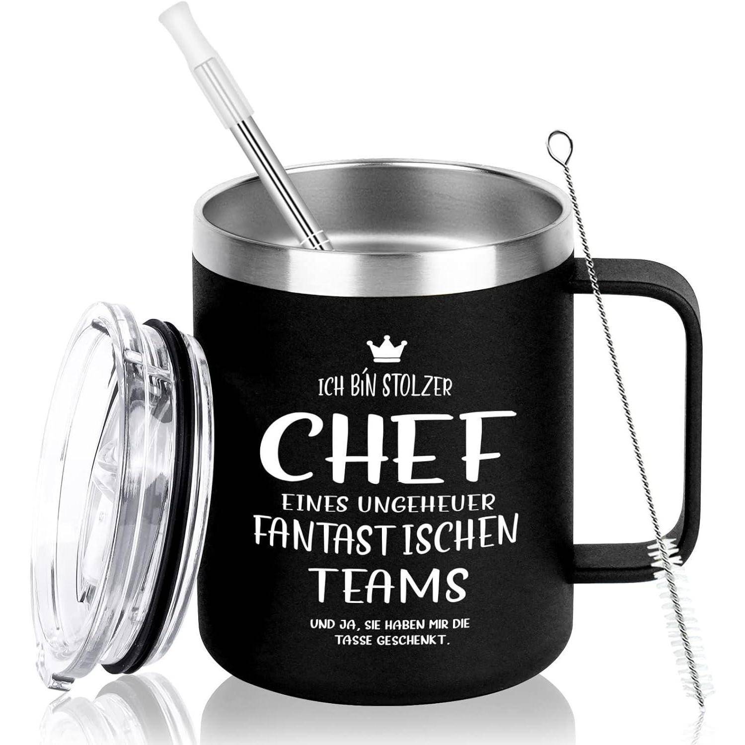 Chef Geschenke Tasse 350ml Edelstahl Camping Becher Schwarz