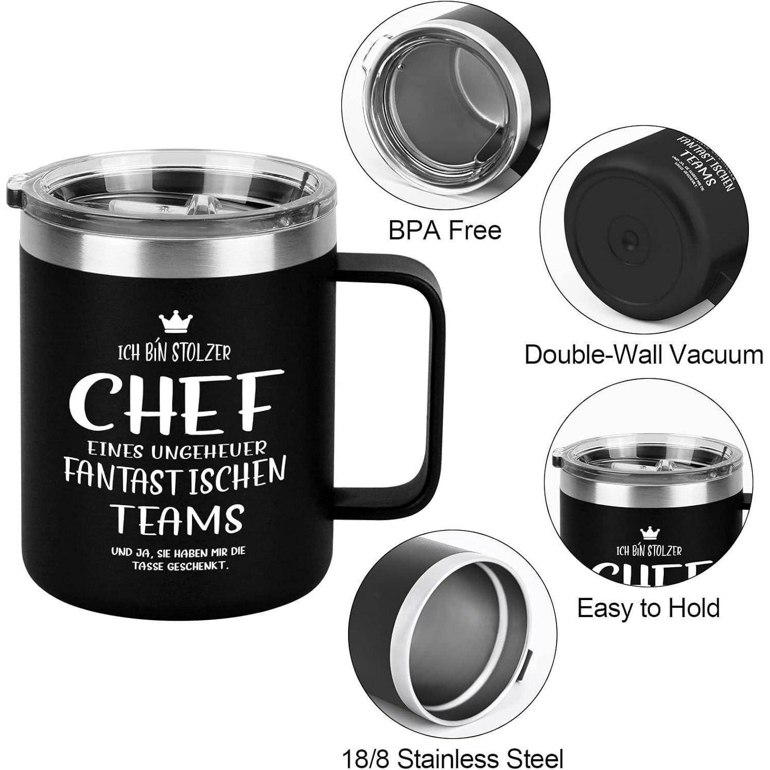Chef Geschenke Tasse 350ml Edelstahl Camping Becher Schwarz