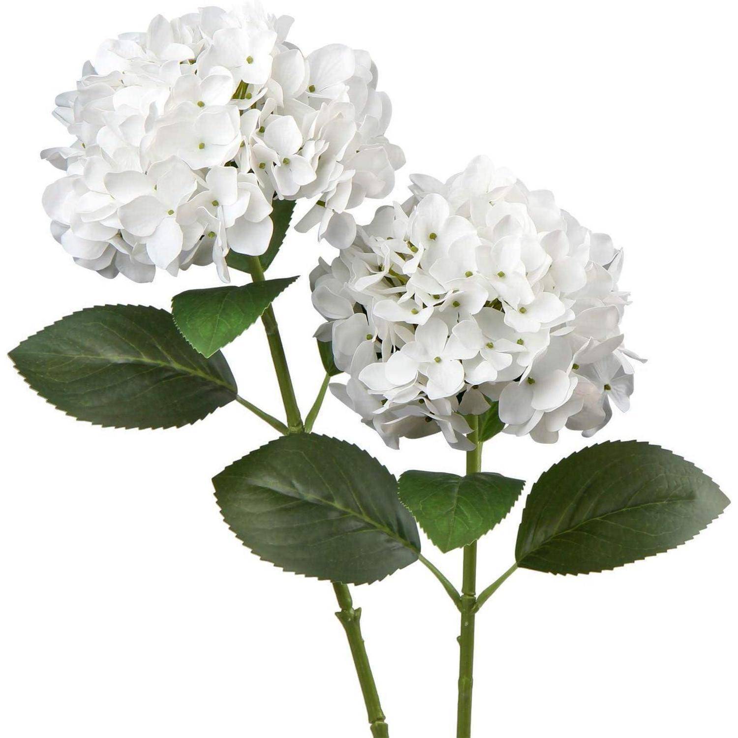 Hortensie Kunstblumen Real-Touch Hydrangea 63cm Mint Cream 2er Set