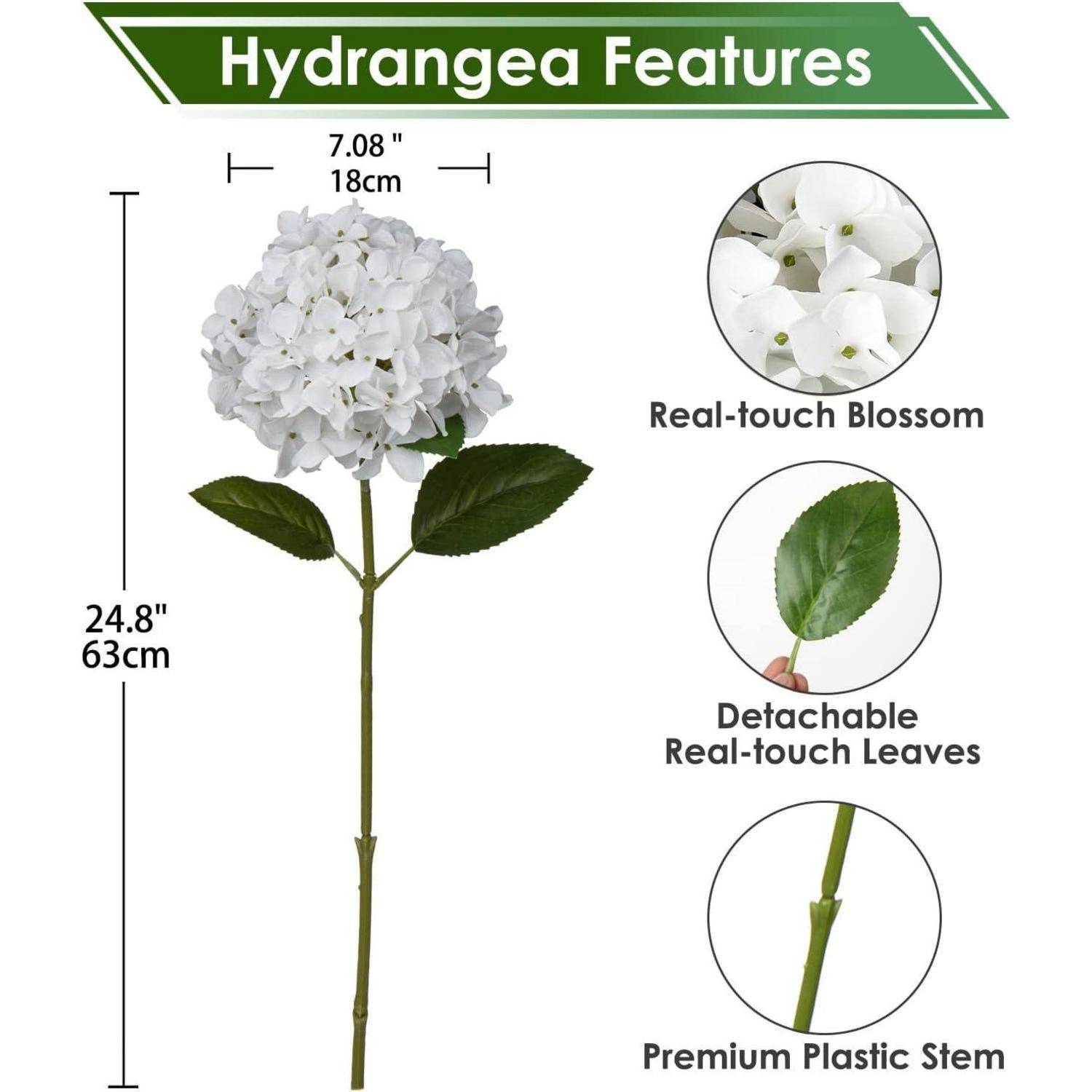 Hortensie Kunstblumen Real-Touch Hydrangea 63cm Mint Cream 2er Set