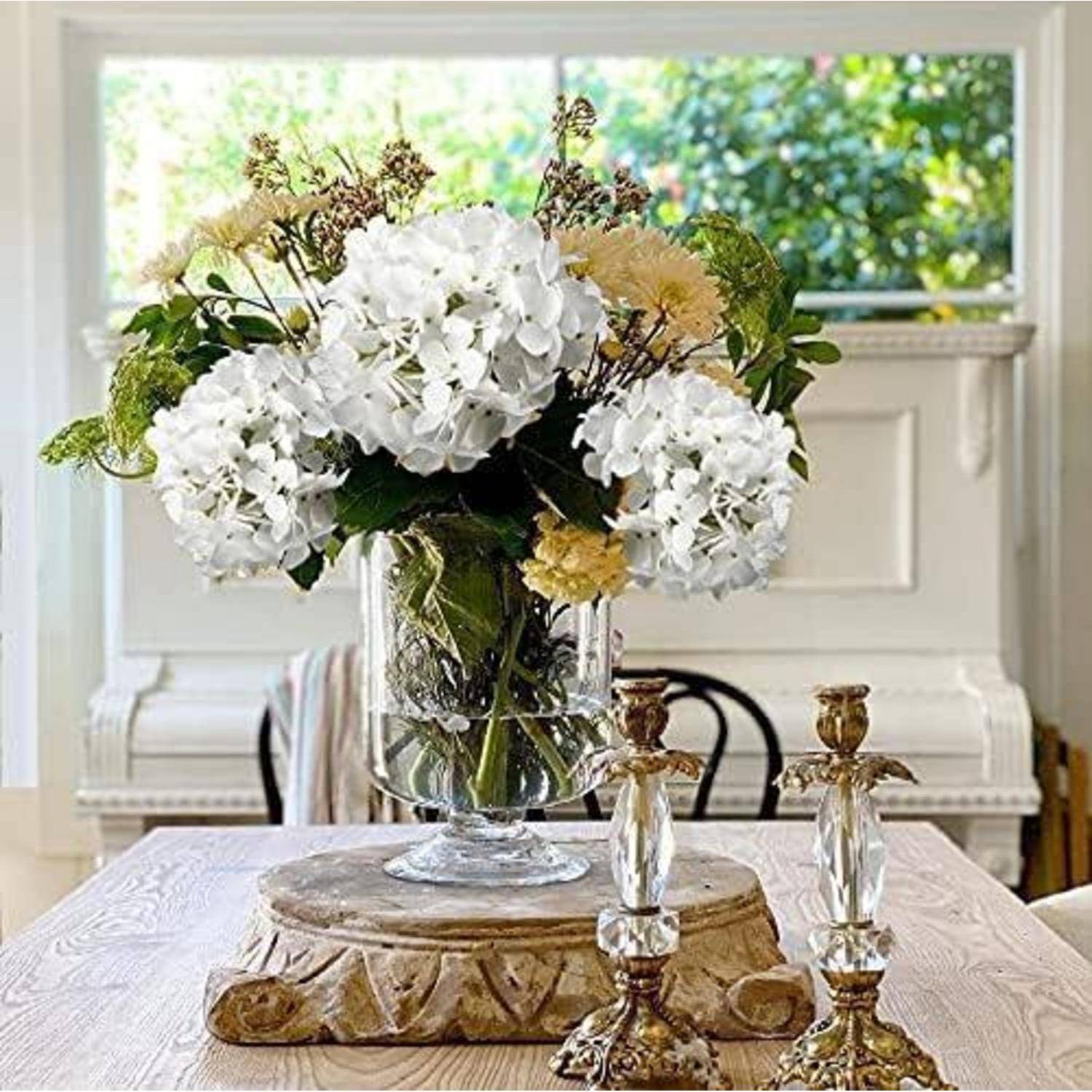 Hortensie Kunstblumen Real-Touch Hydrangea 63cm Mint Cream 2er Set