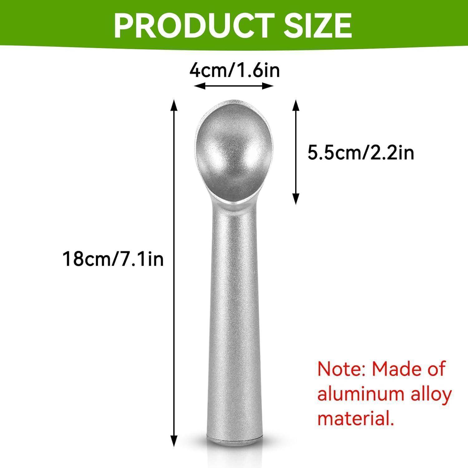 Eisportionierer aus Aluminium Antihaft-Eislöffel 18 cm x 4 cm Silber