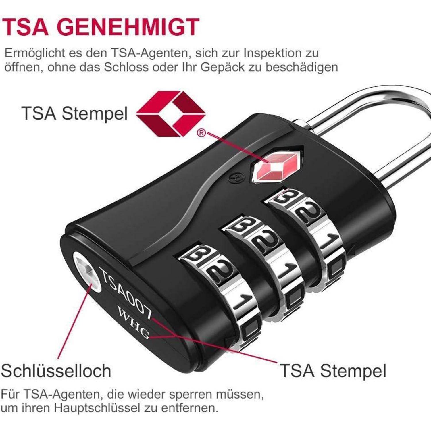 TSA Kofferschlösser 3-Stellige Zahlen Roségold 2er Set
