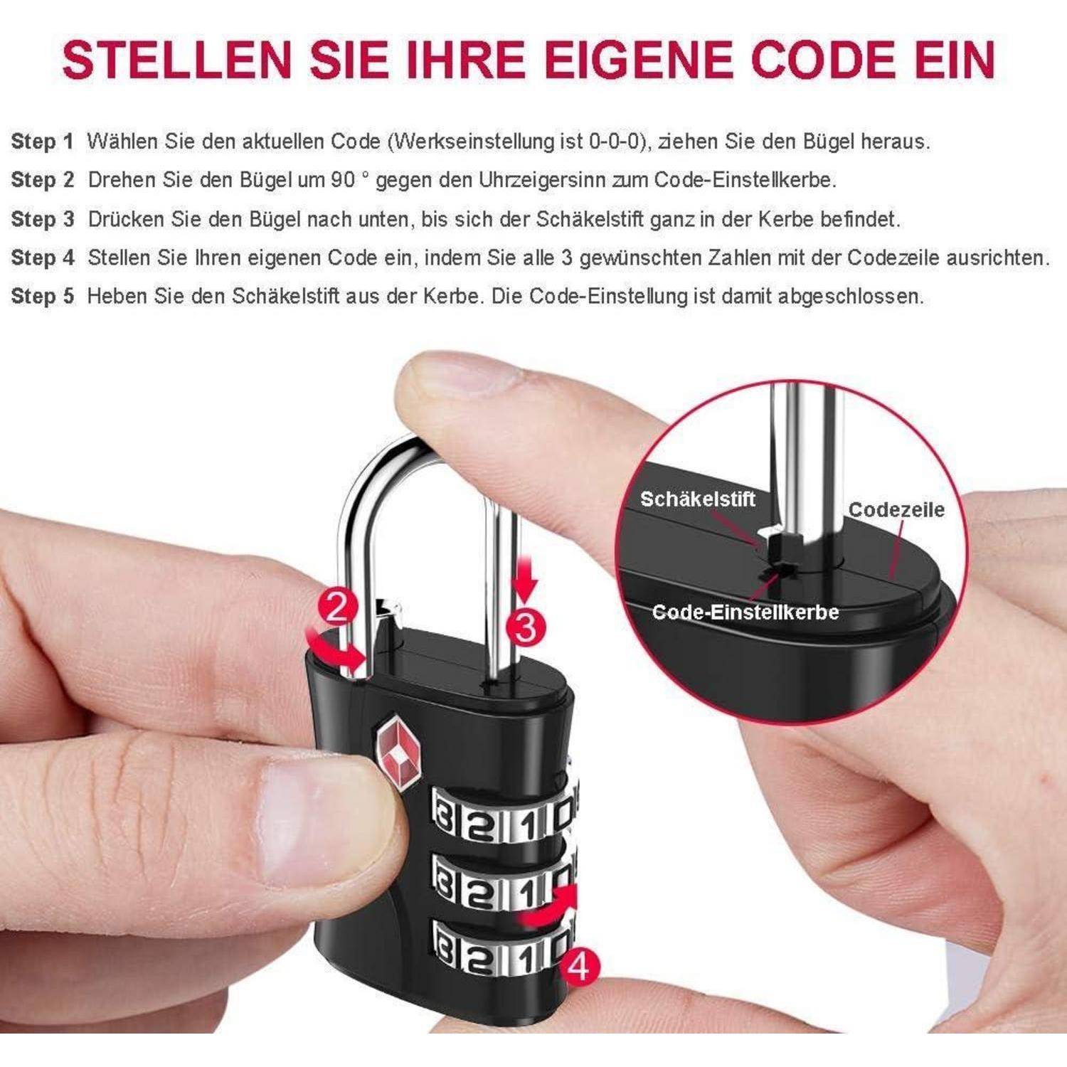 TSA Kofferschlösser 3-Stellige Zahlen Roségold 2er Set