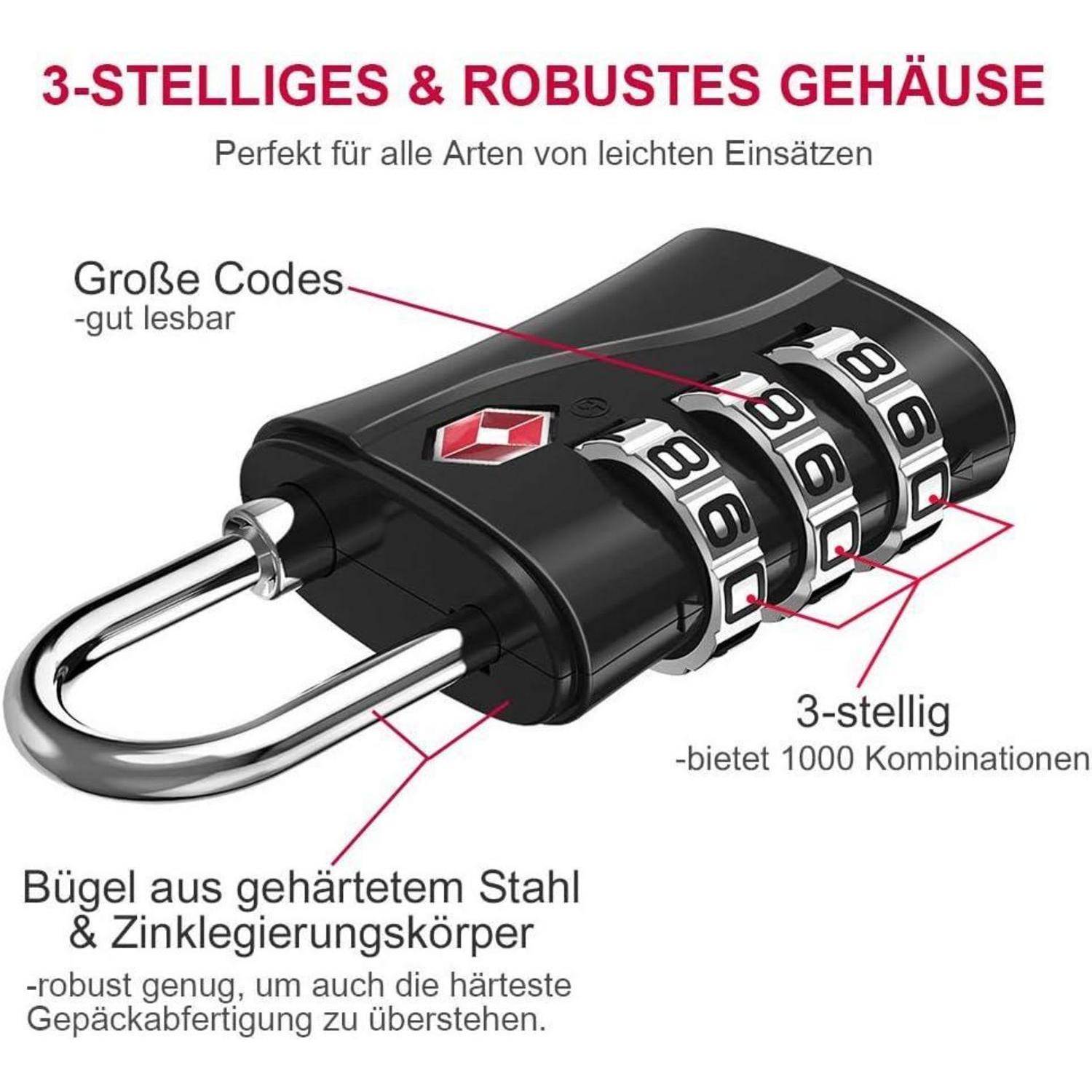 TSA Kofferschlösser 3-Stellige Zahlen Roségold 2er Set