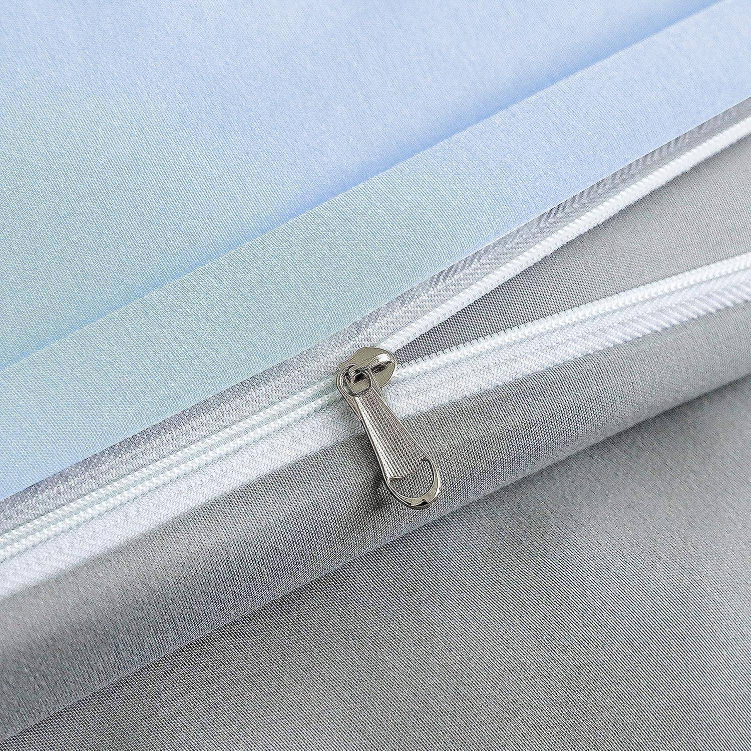 Bettwäsche gebürstet Microfaser 200x200cm Hell Grau/Spa Blau