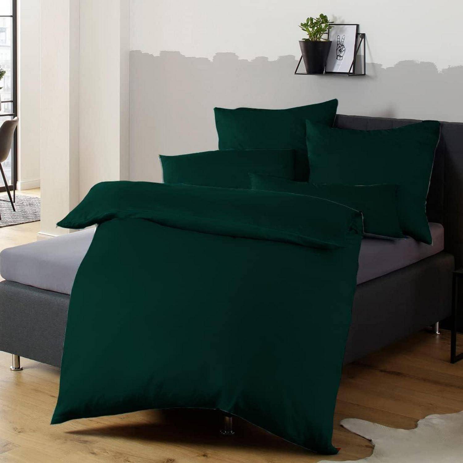 Bettwäsche 155x220 Grün Mikrofaser bügelfrei knitterfrei Bettbezug