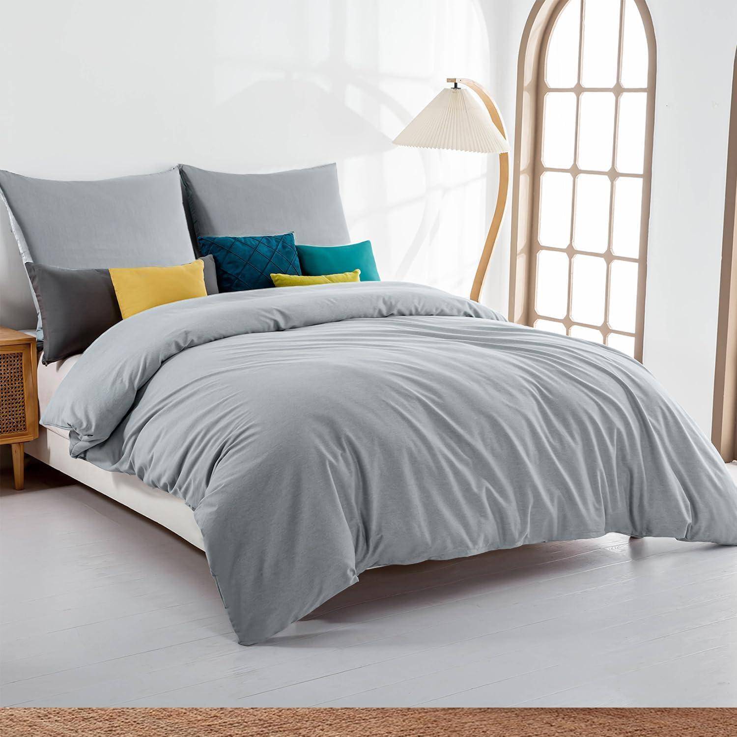 Bettwäsche Set 140x200 Grau Mikrofaser bügelfrei knitterfrei 1