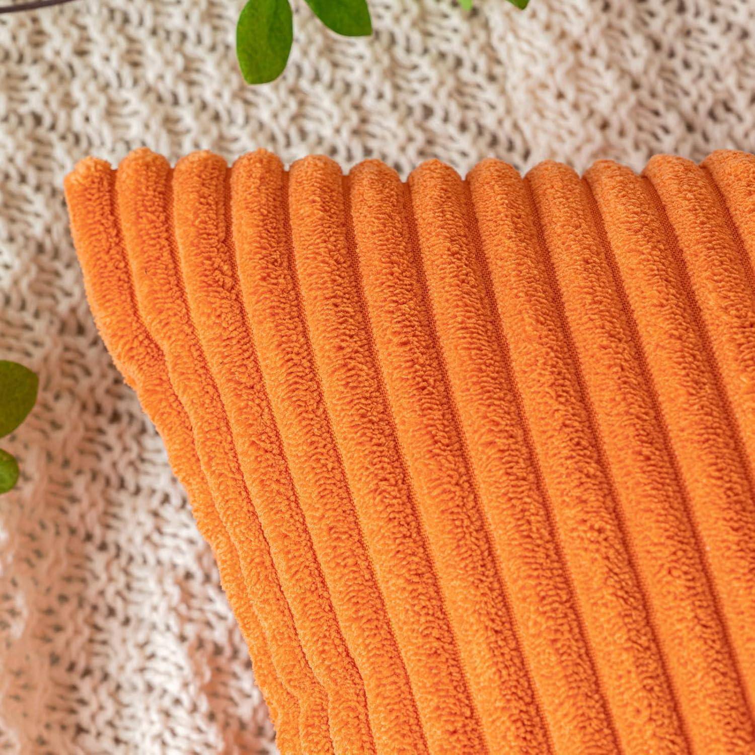 Kordsamt Kissenbezug Herbst Dekokissen 40x40 Orange 2er Set