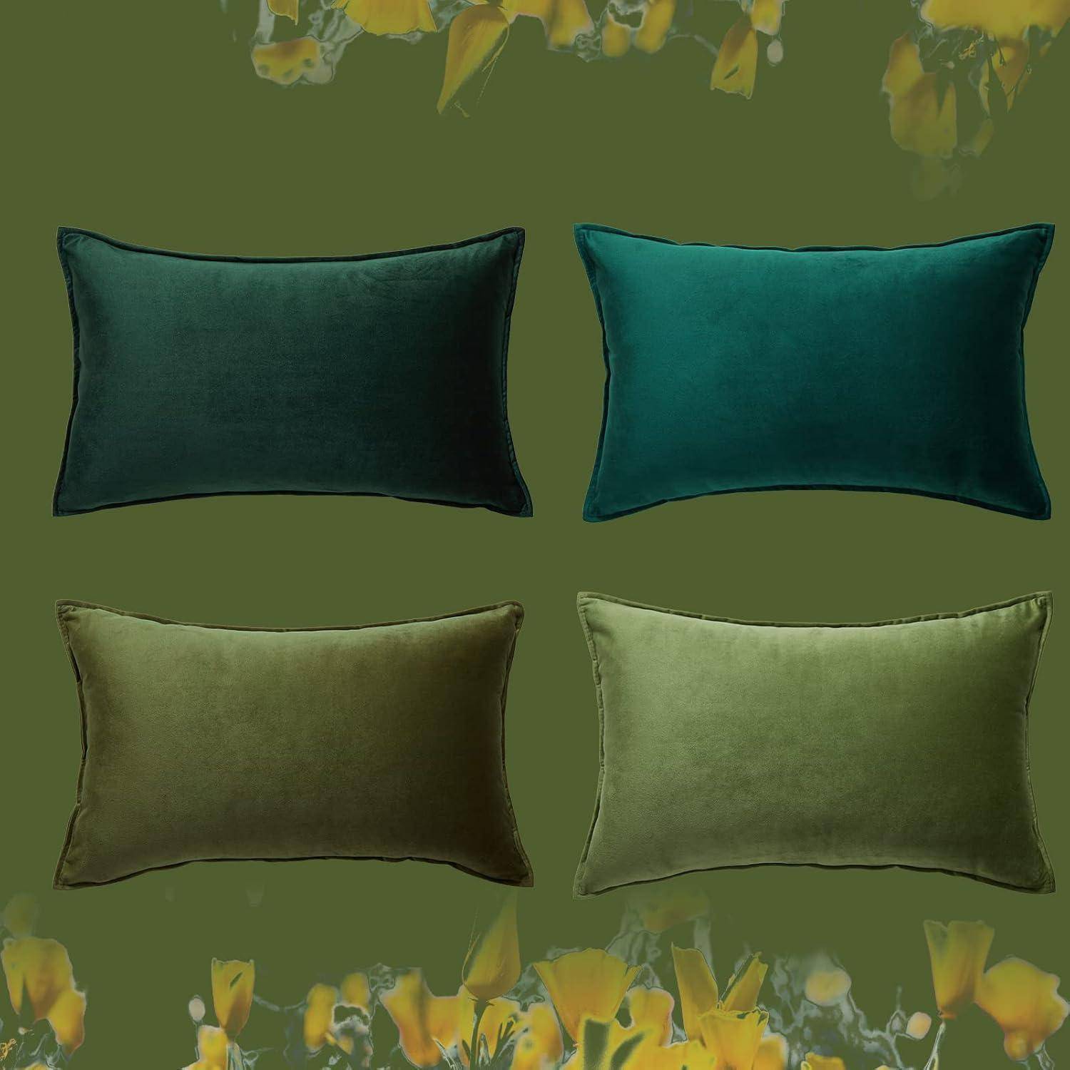 Kissenbezug 30x50 Samt 4er Set grün Farbverlauf Dekokissenhülle Sofa