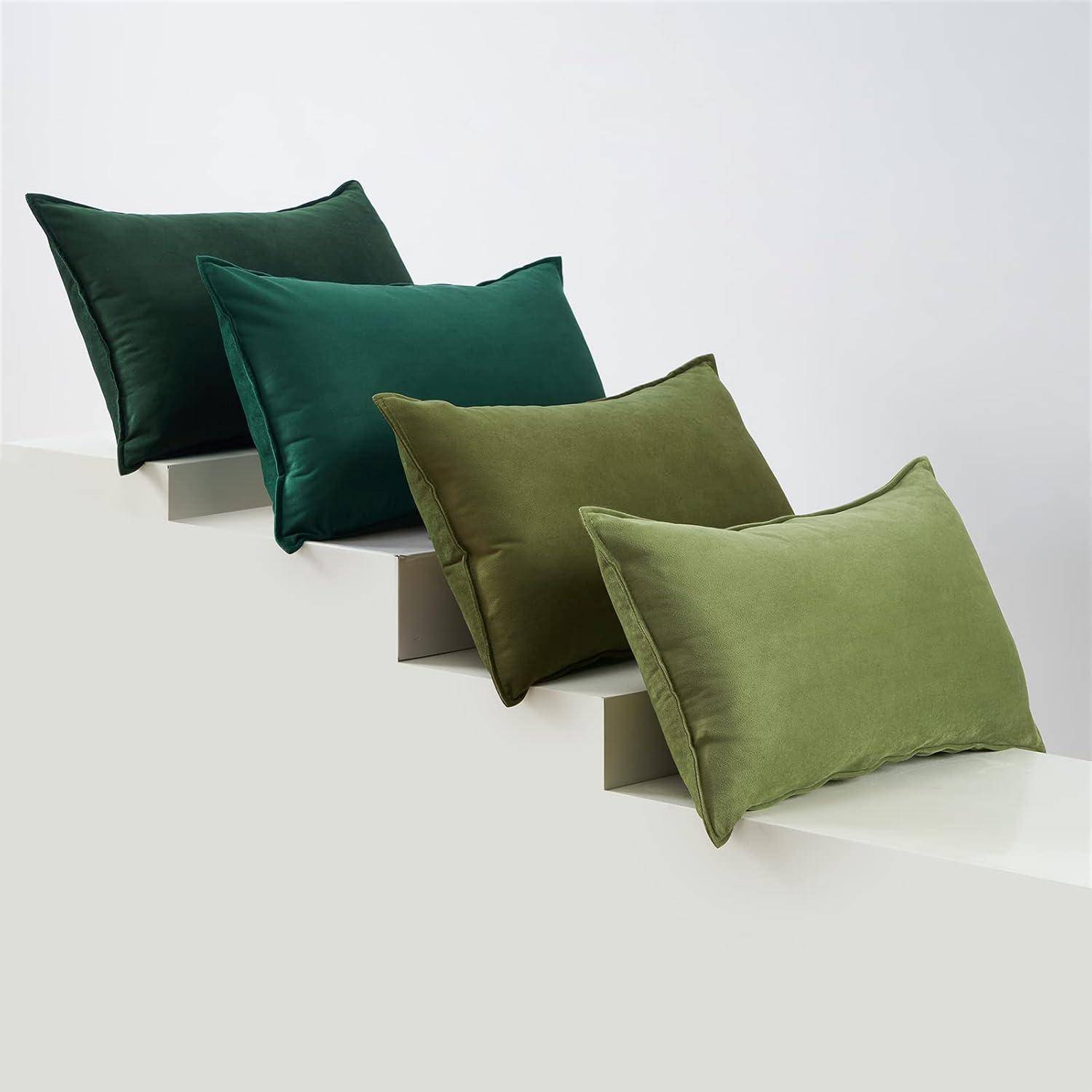 Kissenbezug 30x50 Samt 4er Set grün Farbverlauf Dekokissenhülle Sofa