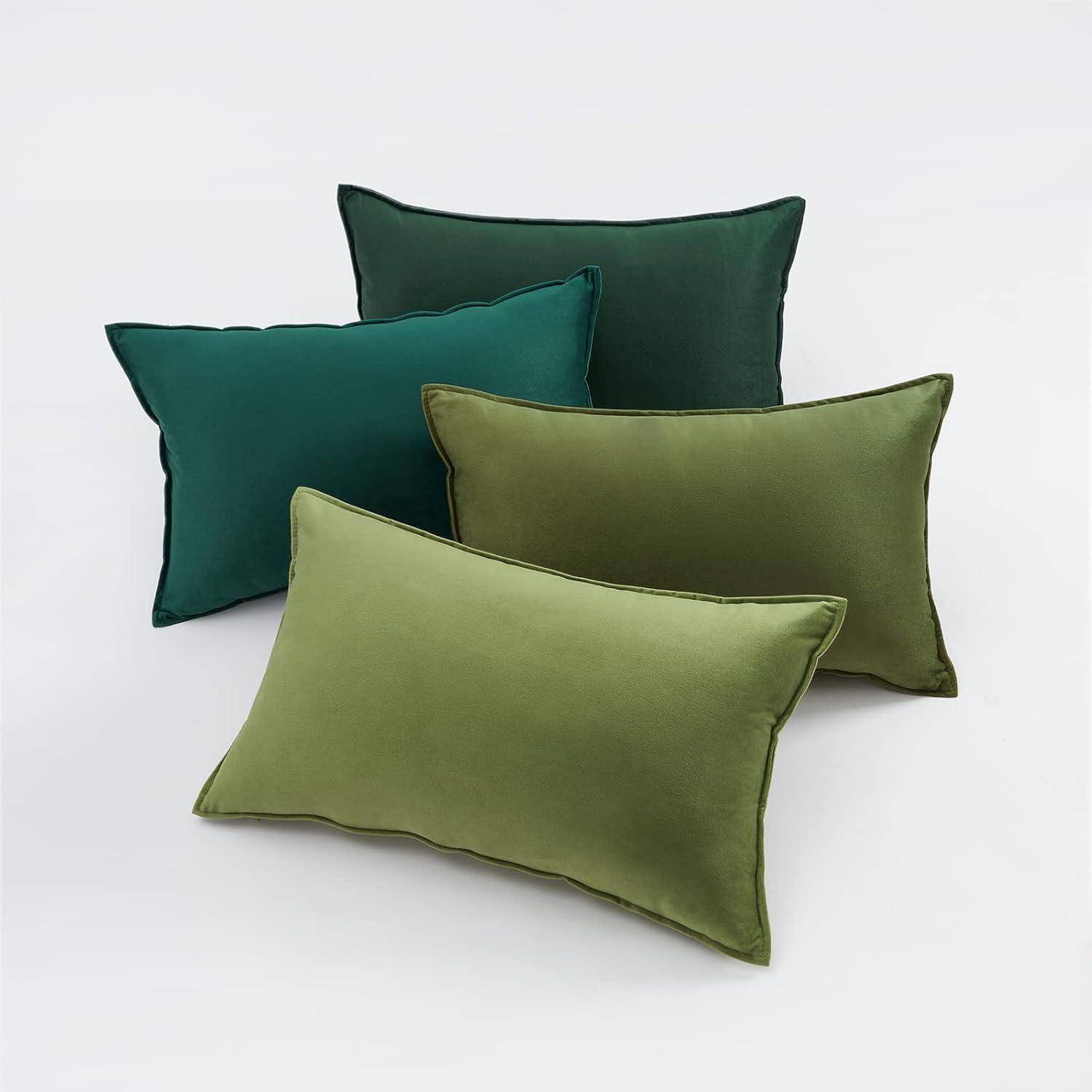 Kissenbezug 30x50 Samt 4er Set grün Farbverlauf Dekokissenhülle Sofa