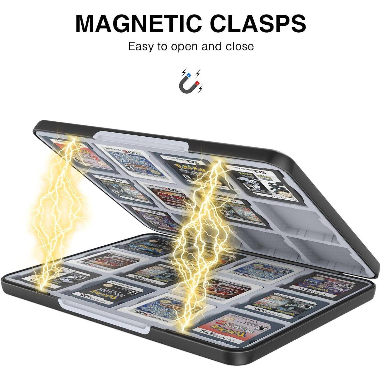Magnetverschluss-Etui präsentiert sichere Aufbewahrung für Spielmodule und unterstreicht mühelos Öffnen und Schließen durch Magnetechnologie.