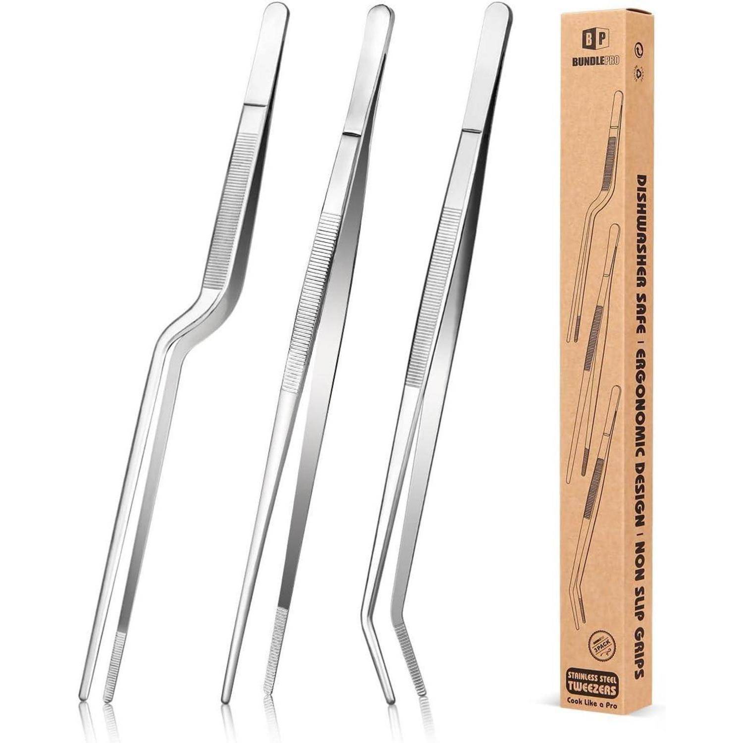 Professionelles 12-Zoll Pinzette Set Edelstahl Kochzange Küche BBQ