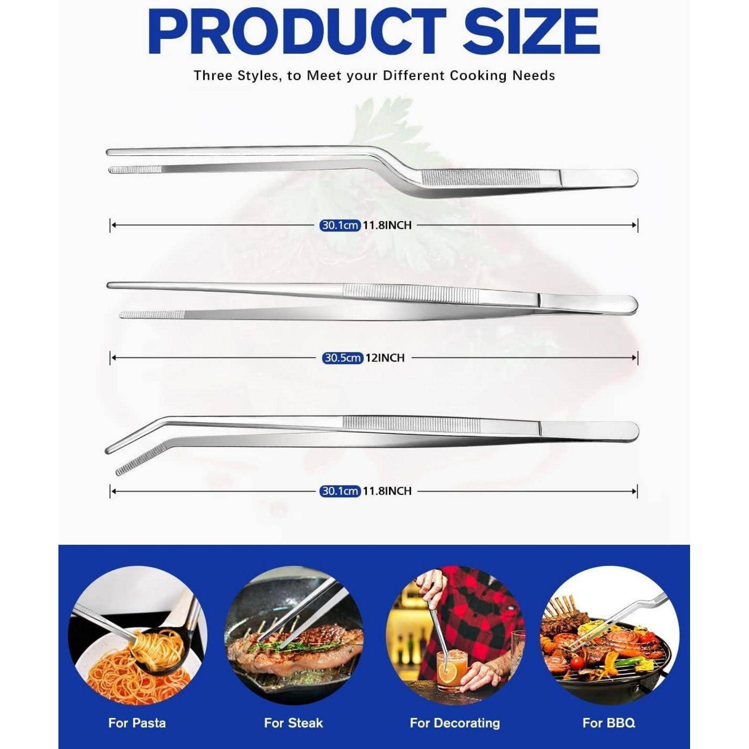 Professionelles 12-Zoll Pinzette Set Edelstahl Kochzange Küche BBQ