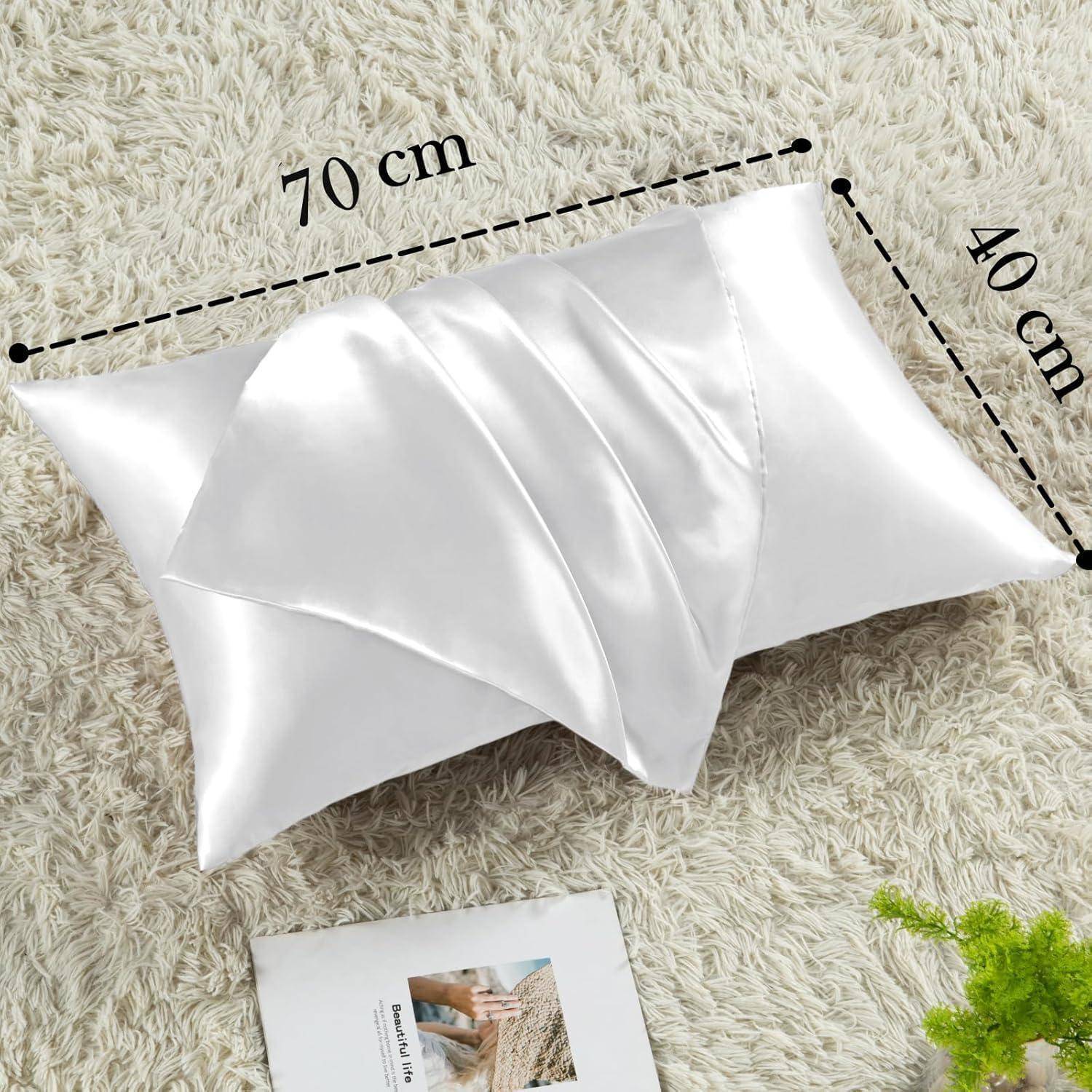 Satin Kissenbezug 2er Set 40x70 Weiß Haarschutz Hautpflege