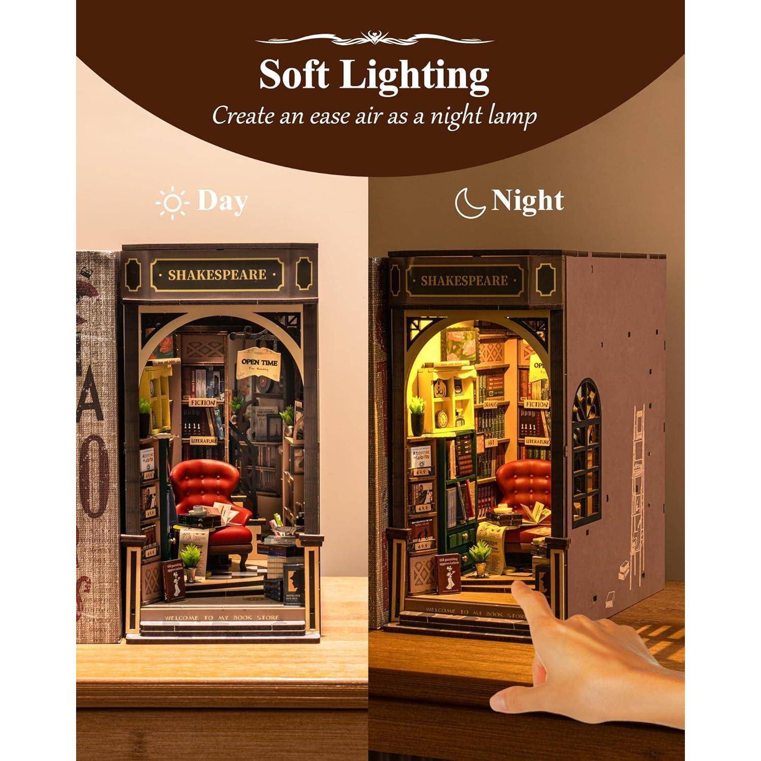 DIY Miniatur 3D Puzzle Holz Buchstützen Book Nook Kit Haus Modellbau