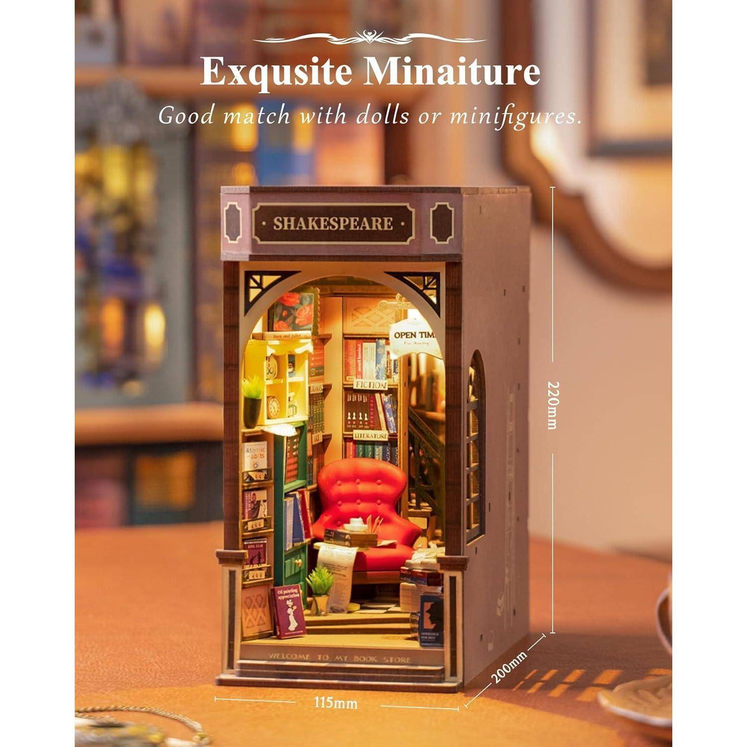 DIY Miniatur 3D Puzzle Holz Buchstützen Book Nook Kit Haus Modellbau