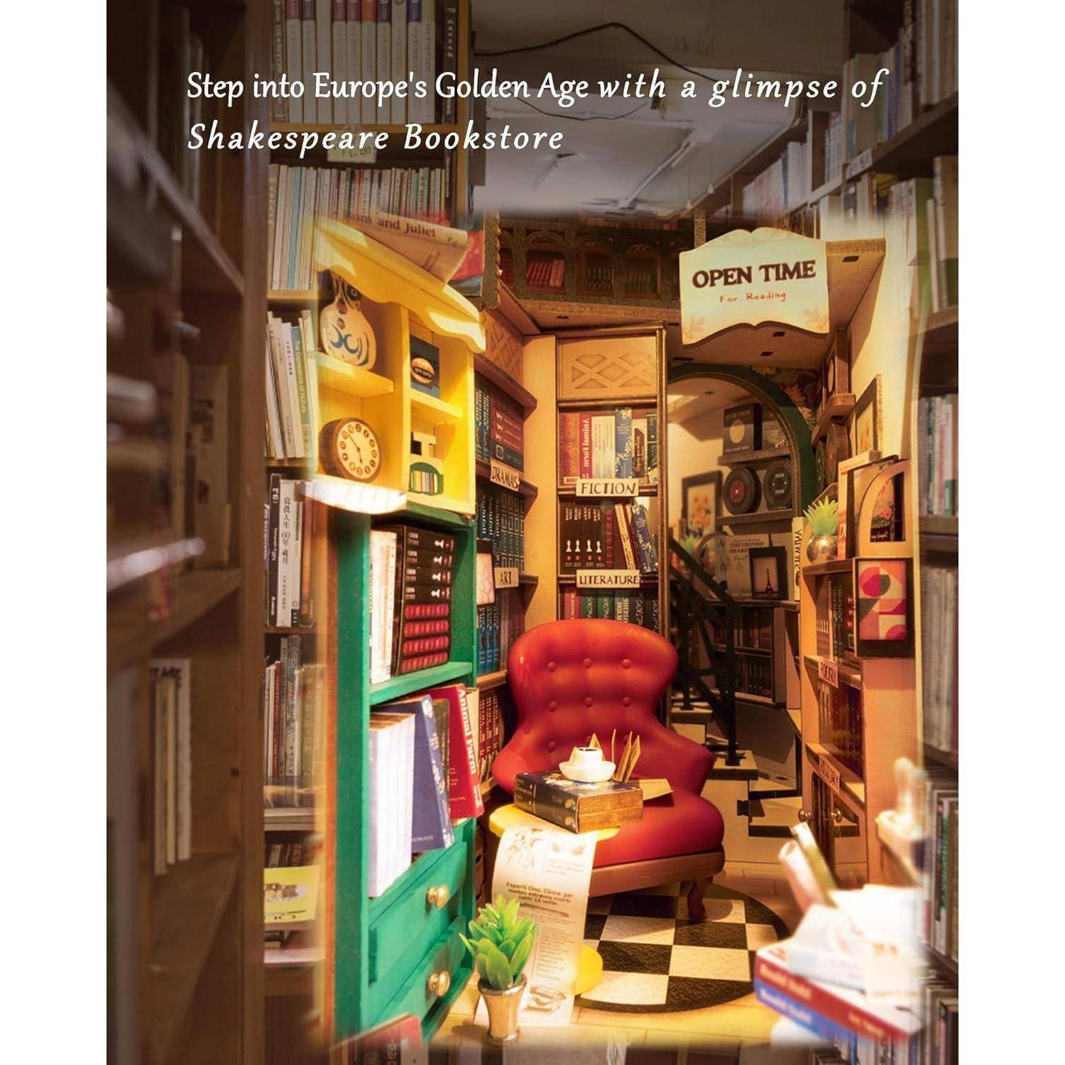 DIY Miniatur 3D Puzzle Holz Buchstützen Book Nook Kit Haus Modellbau