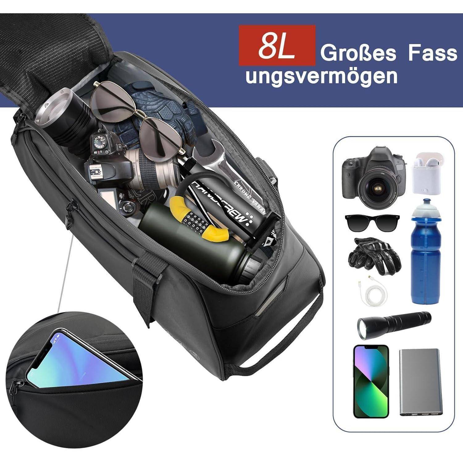 Fahrrad Gepäckträgertasche 8L Wasserdicht Reflektierend mit