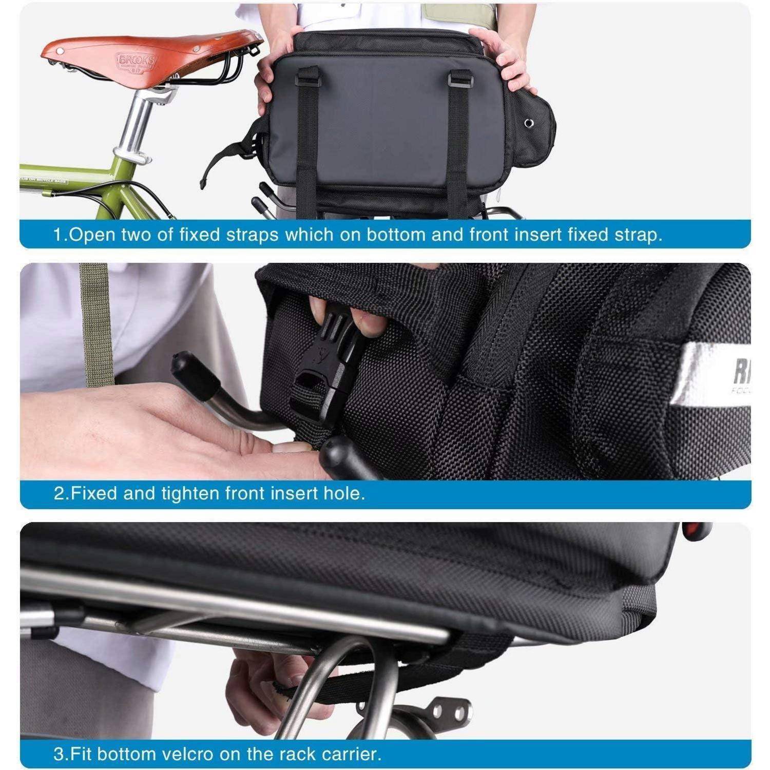 Fahrrad Gepäckträgertasche 12L Rücksitz Tasche Schwarz