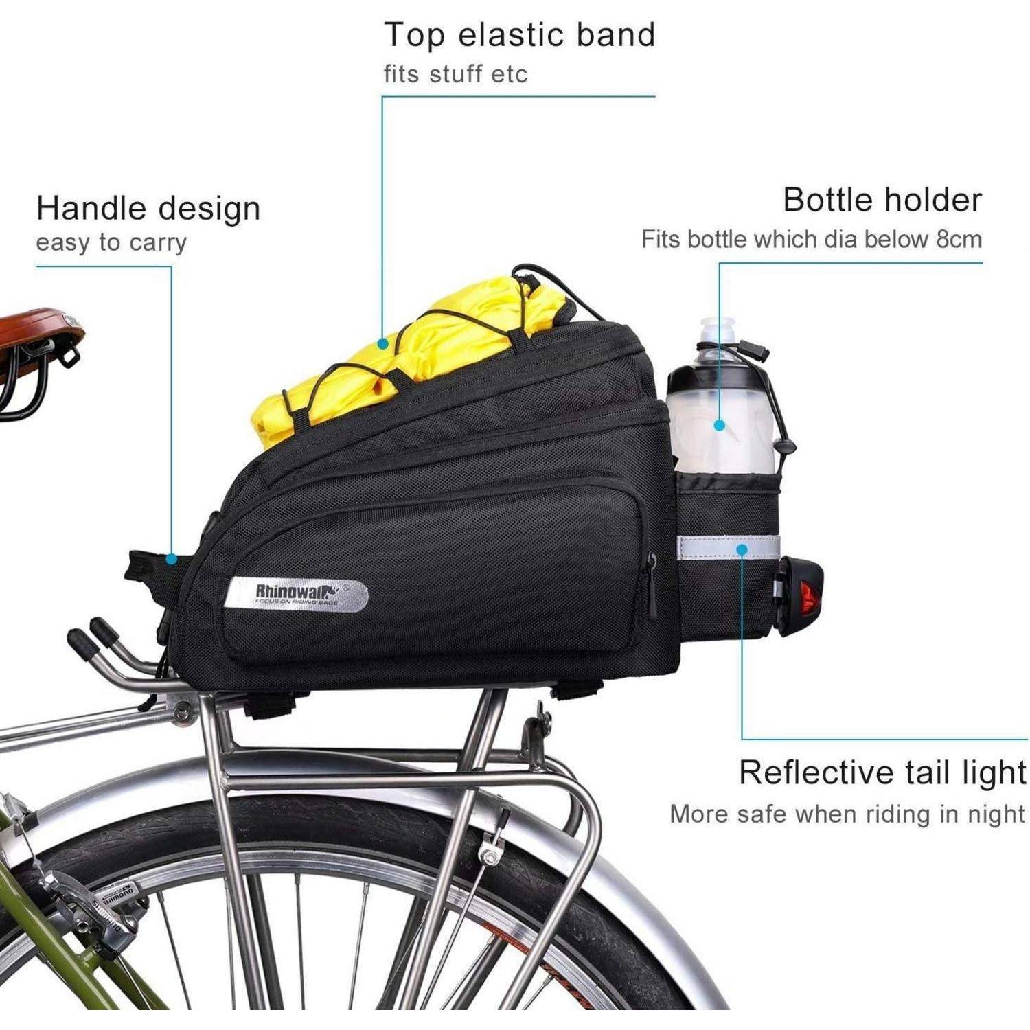Fahrrad Gepäckträgertasche 12L Rücksitz Tasche Schwarz