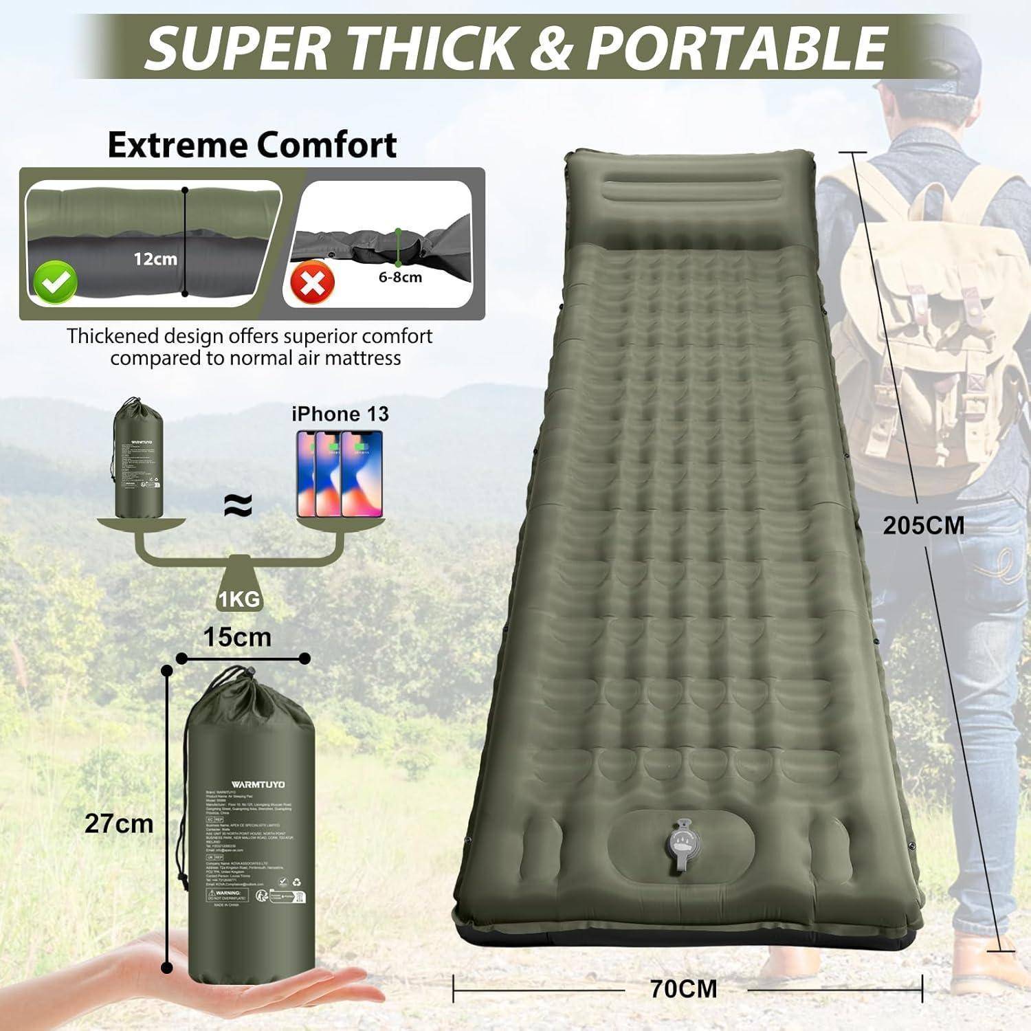 Isomatte Camping Selbstaufblasend 12cm Outdoor Luftmatratze