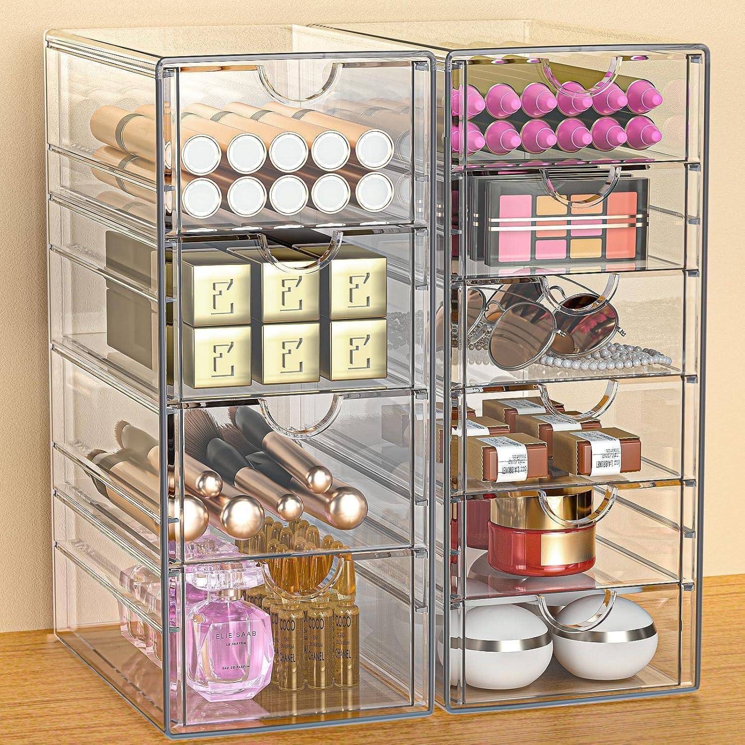 Kosmetik Organizer mit 10 Schubladen transparent Acryl für Badezimmer