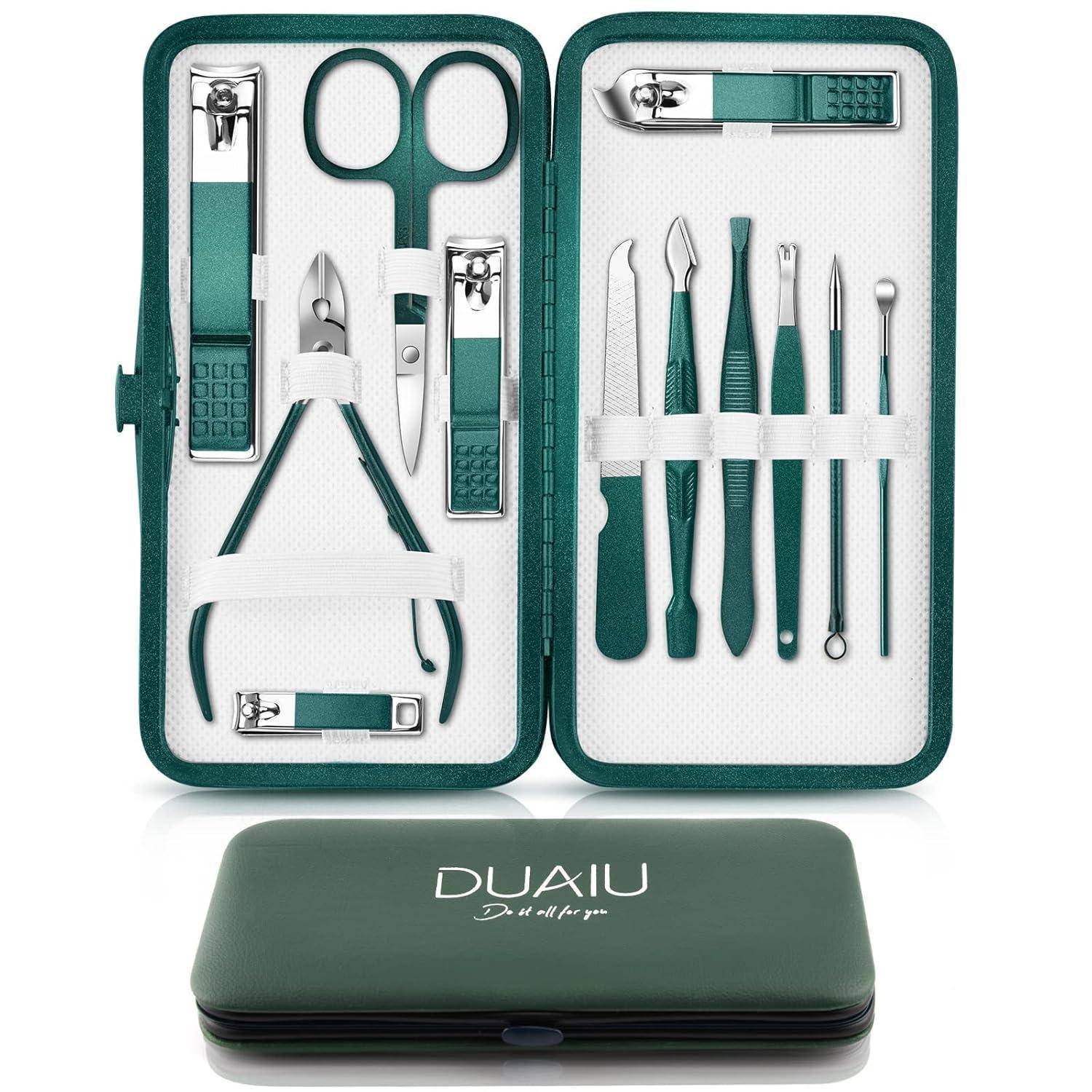 Maniküre Set 12-Teiliges Nagelpflegeset Nageletui für Reise