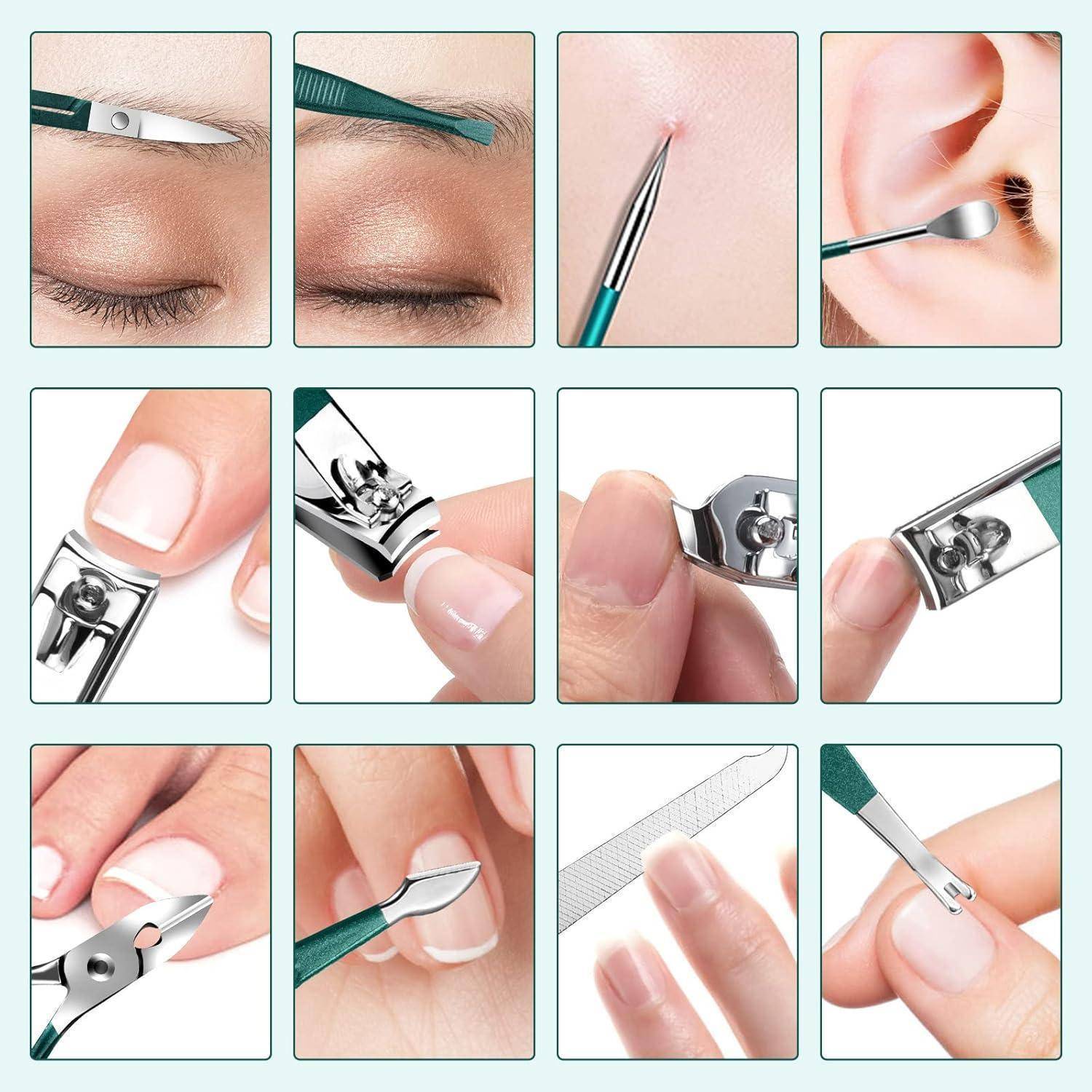 Maniküre Set 12-Teiliges Nagelpflegeset Nageletui für Reise