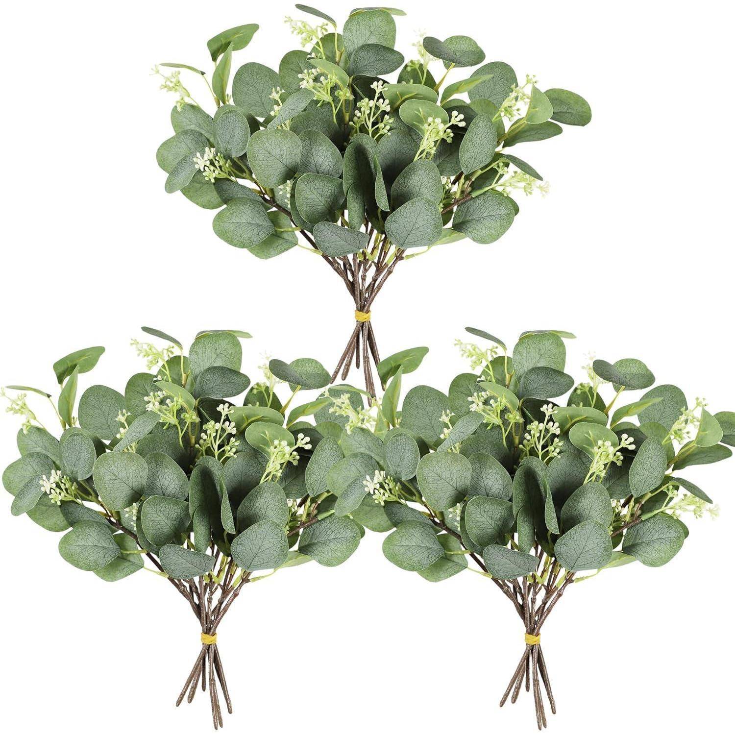 Künstliche Eukalyptus Deko Simulation Grüner Silberdollar Pflanze 12Pc