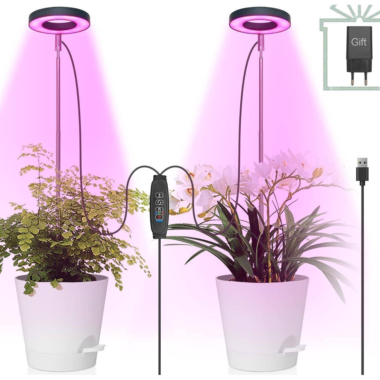 LED Pflanzenlampe Vollspektrum Pflanzenlicht USB 2 Kopf 42 LEDs 3