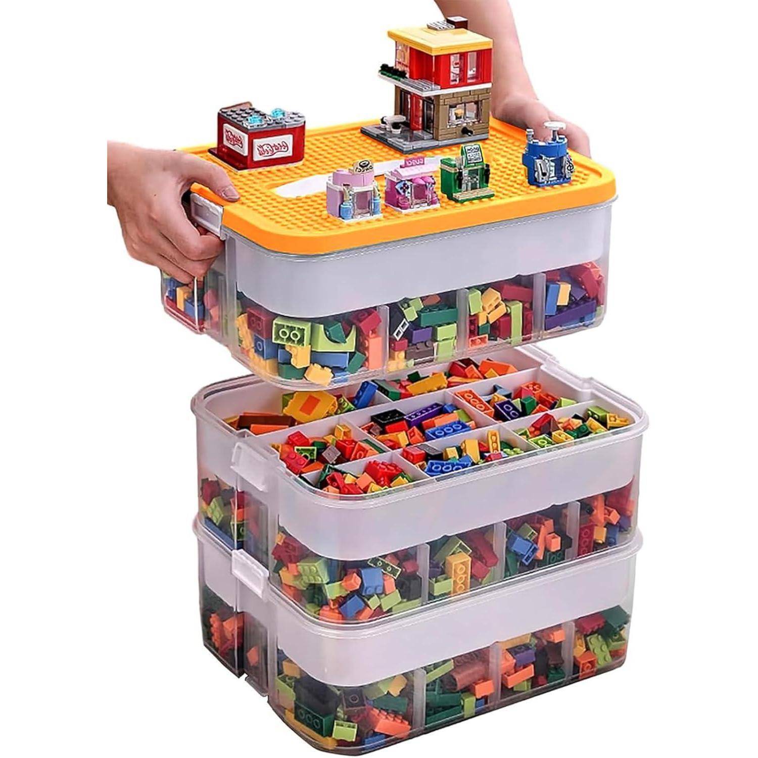 Aufbewahrungsbox Lego Bausteine Box Ablagefächer Transparent Organizer