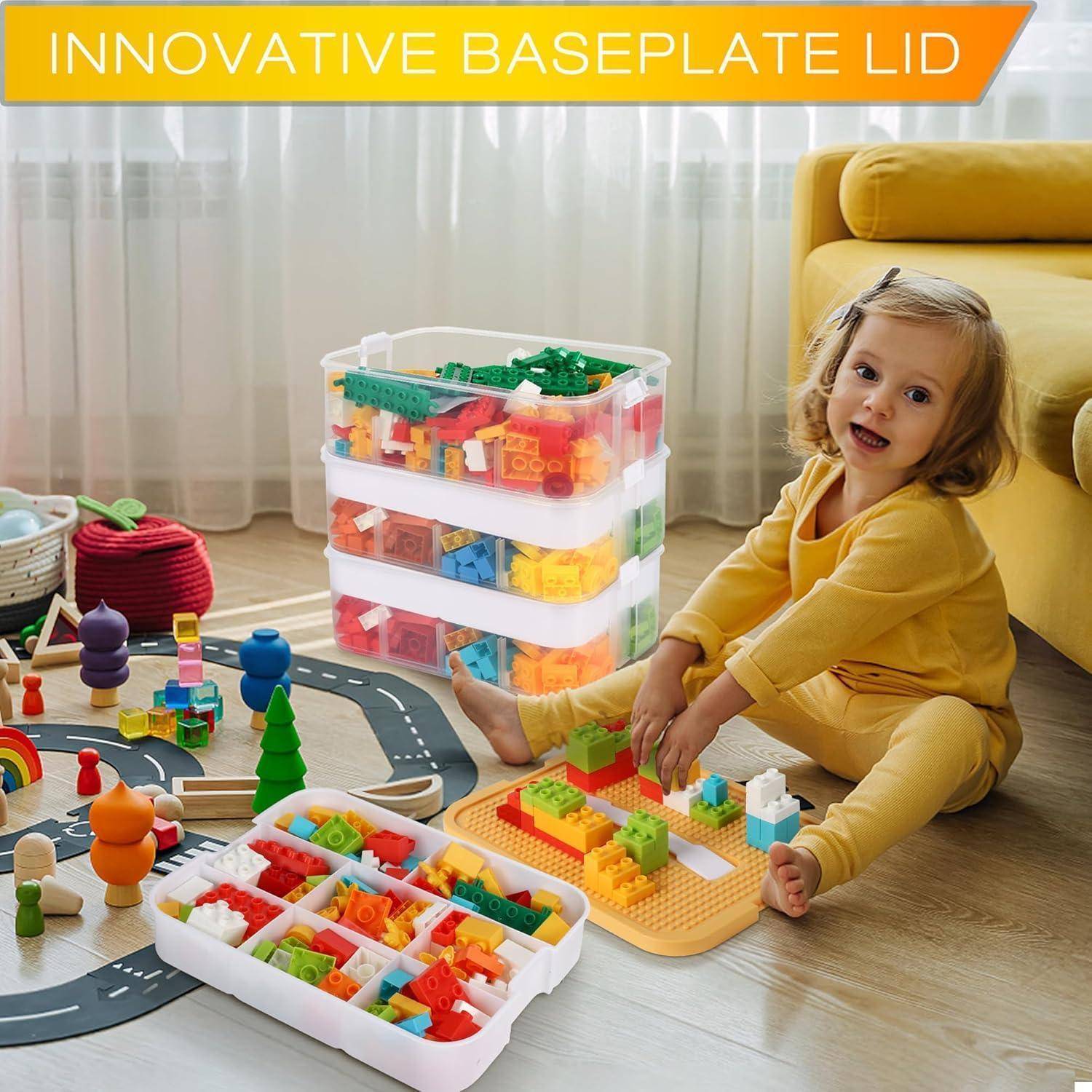 Aufbewahrungsbox Lego Bausteine Box Ablagefächer Transparent Organizer