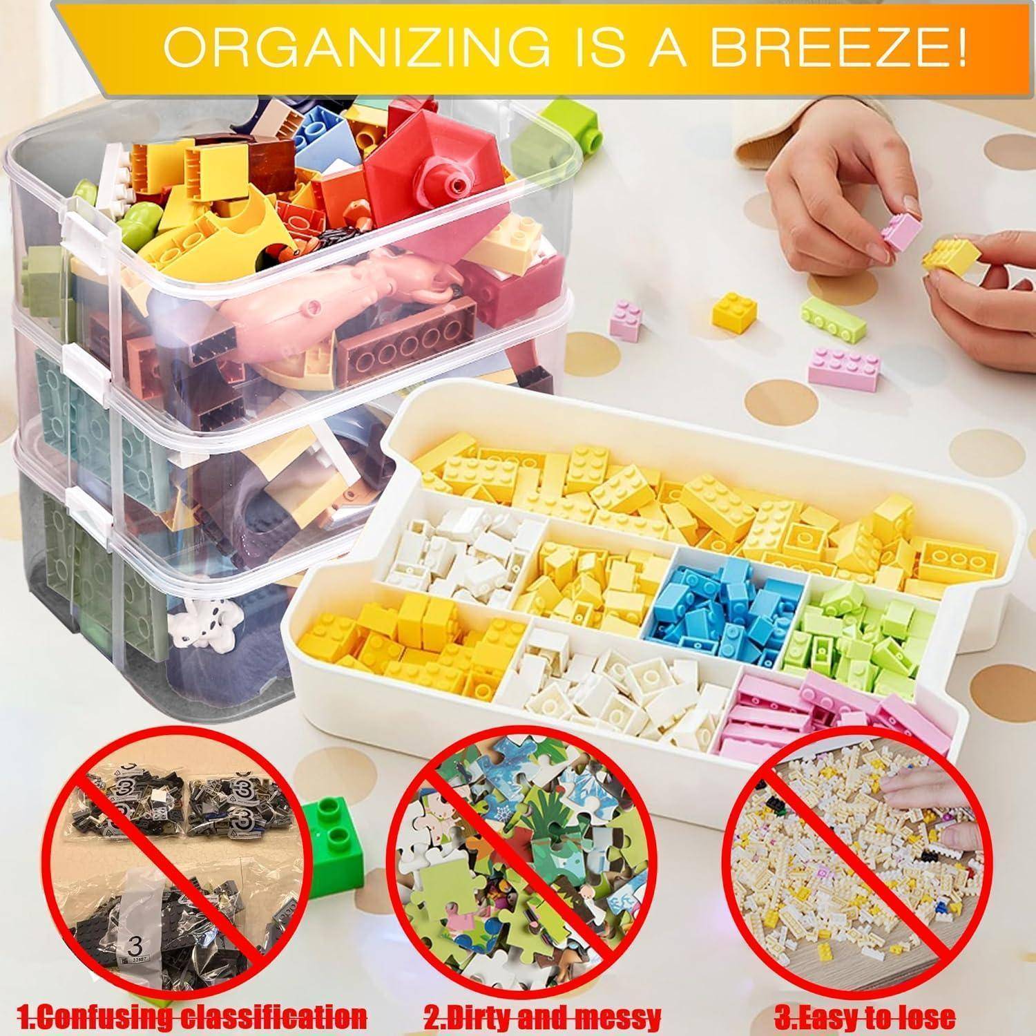 Aufbewahrungsbox Lego Bausteine Box Ablagefächer Transparent Organizer