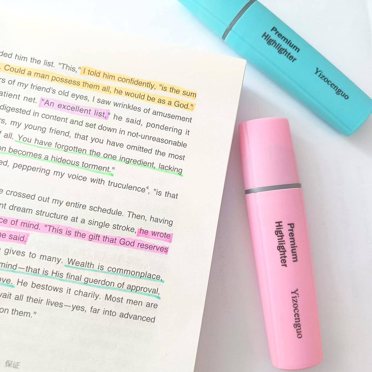 Textmarker Set Pastel 6 Farben Meißelspitze für Erwachsene Kinder Büro