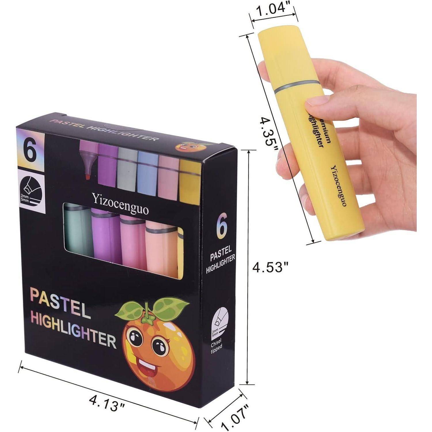 Textmarker Set Pastel 6 Farben Meißelspitze für Erwachsene Kinder Büro
