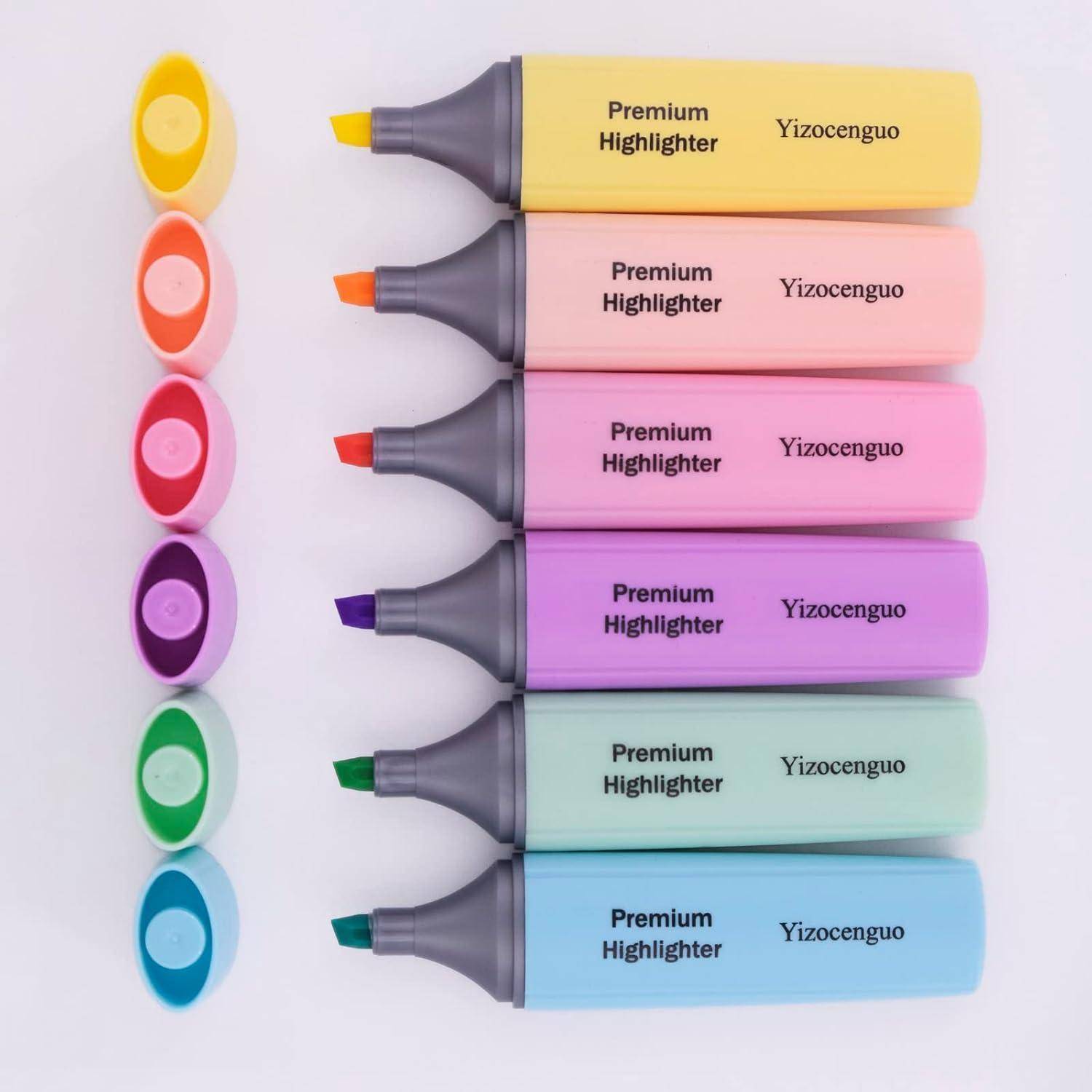 Textmarker Set Pastel 6 Farben Meißelspitze für Erwachsene Kinder Büro
