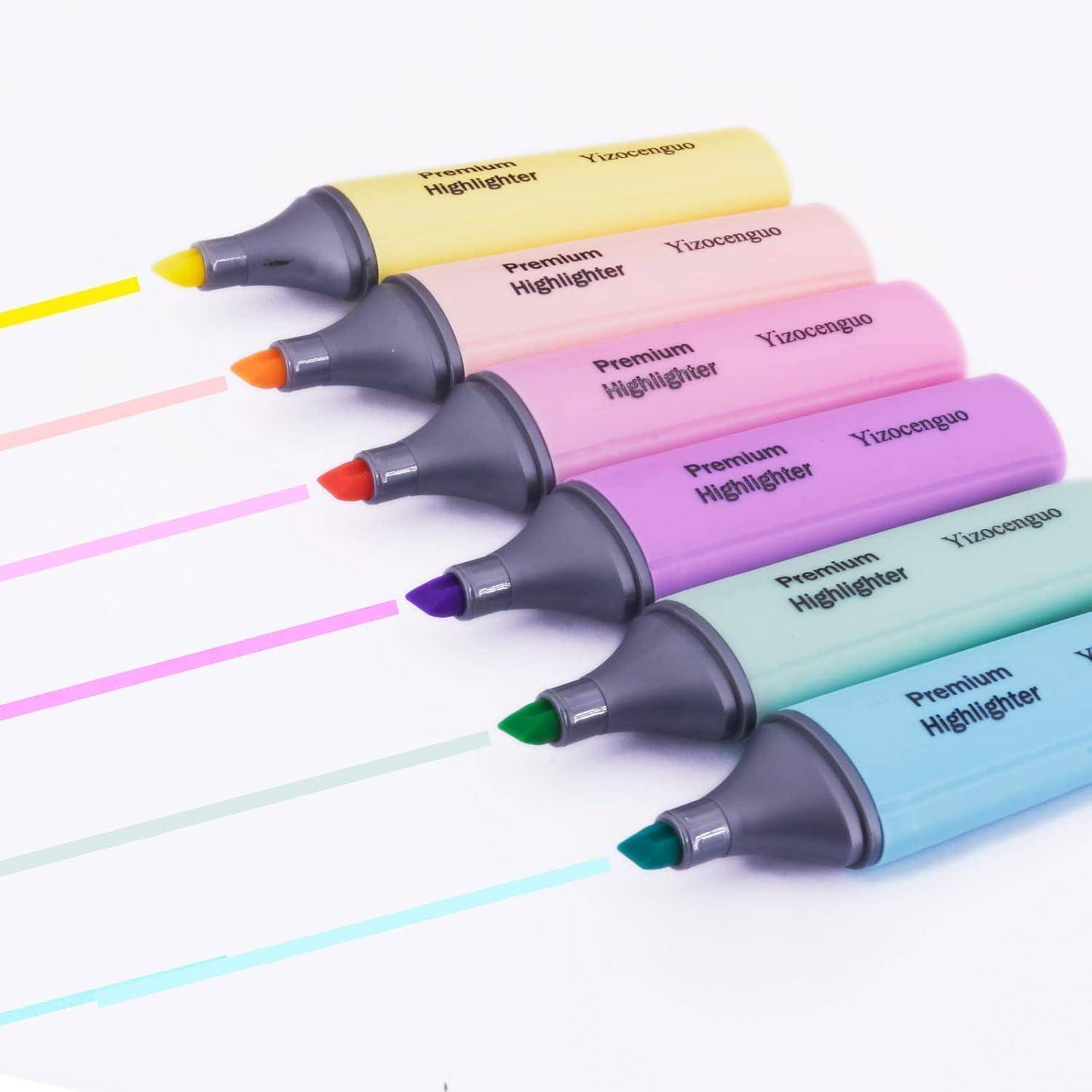 Textmarker Set Pastel 6 Farben Meißelspitze für Erwachsene Kinder Büro
