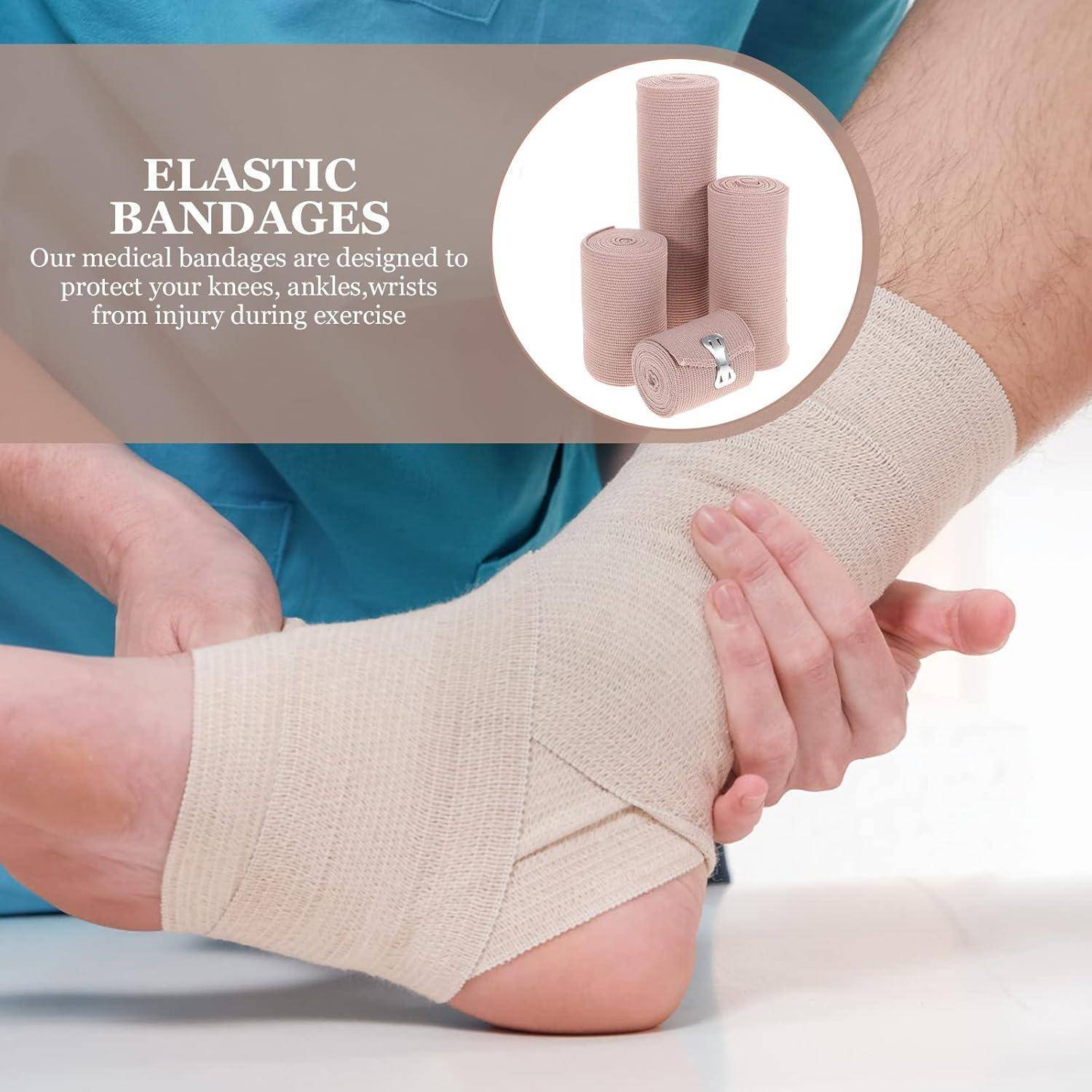 Elastische Kompressionsbandage 4er Pack - 2 3 4 6 Zoll Rollen - Knie